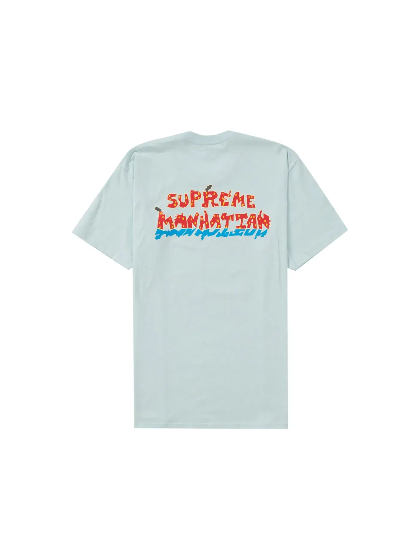 Мужская футболка с принтом Supreme Manhattan Tee — изображение 2 из 2, бледный синий