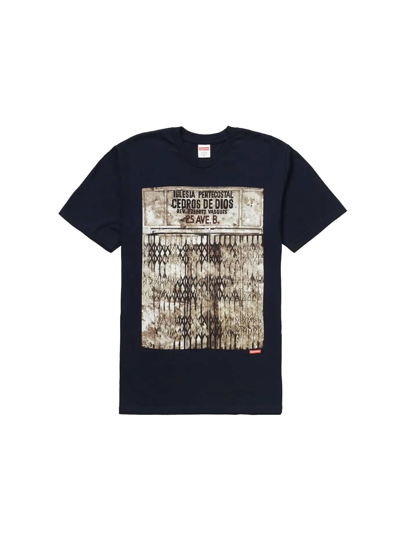 Мужская футболка с принтом Supreme Martin Wong Iglesia Pentecostal Tee — изображение 1 из 2, темно-синий