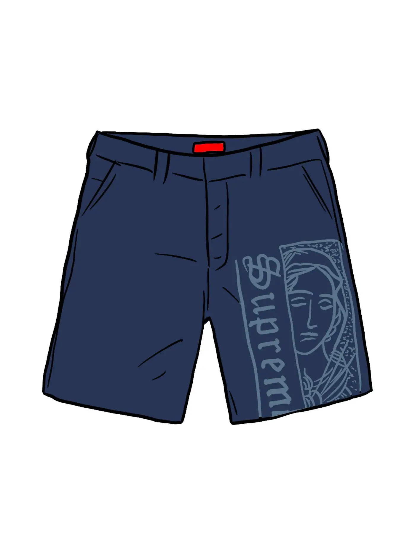 Мужские шорты с принтом Short Supreme — изображение 1 из 1, светлый темно-синий