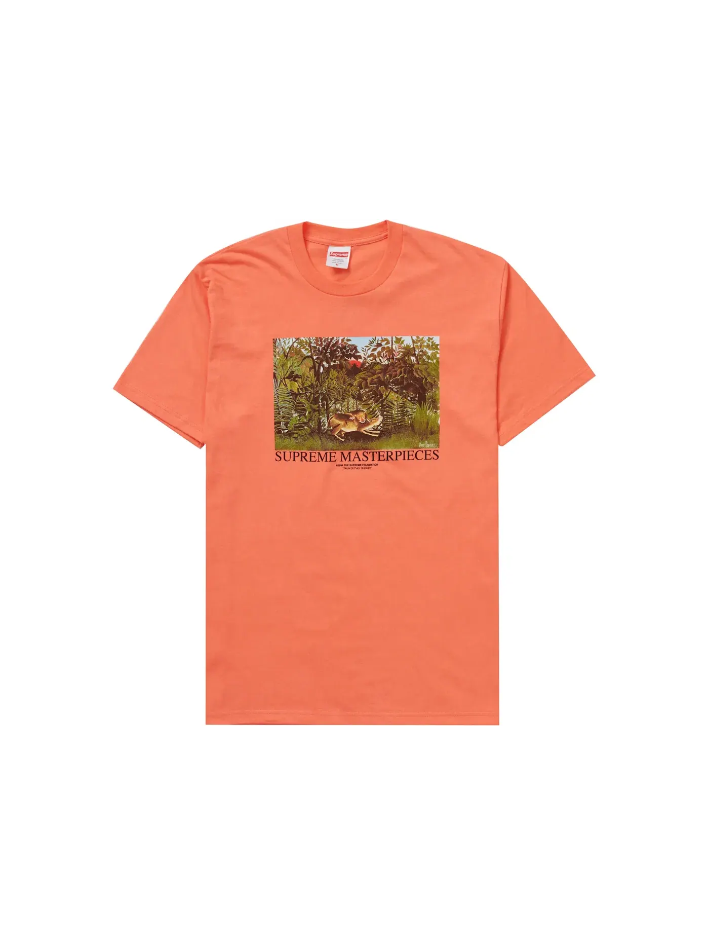 Мужская футболка с принтом Supreme Masterpieces Tee Supreme — изображение 1 из 1, неоновый оранжевый