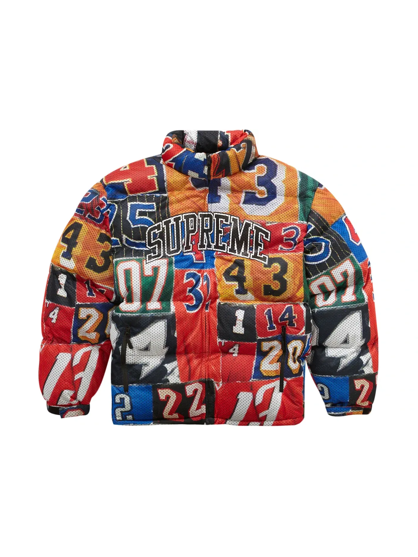 Мужская куртка-пуховик из сетчатого нейлона Supreme Mesh Jersey Puffer Jacket — изображение 1 из 3, мульти