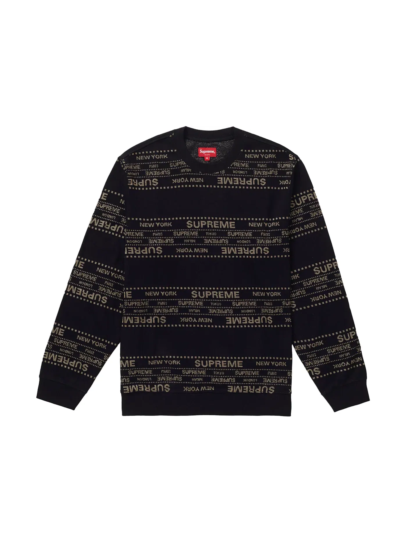 Мужской свитшот с металлическим жаккардом Supreme Crewneck — изображение 1 из 1, черный