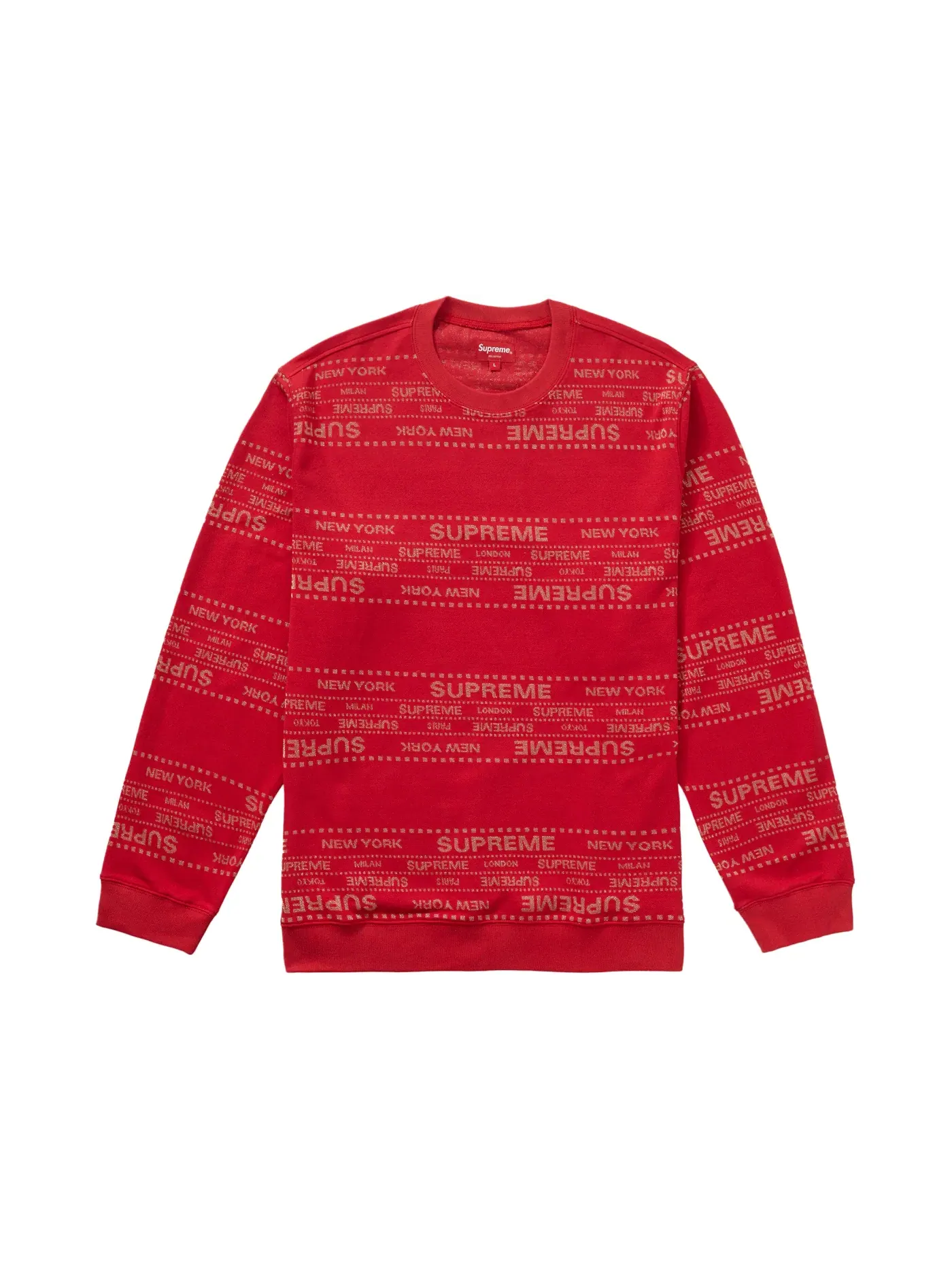 Мужской свитшот с металлическим жаккардом Supreme Crewneck — изображение 1 из 1, красный