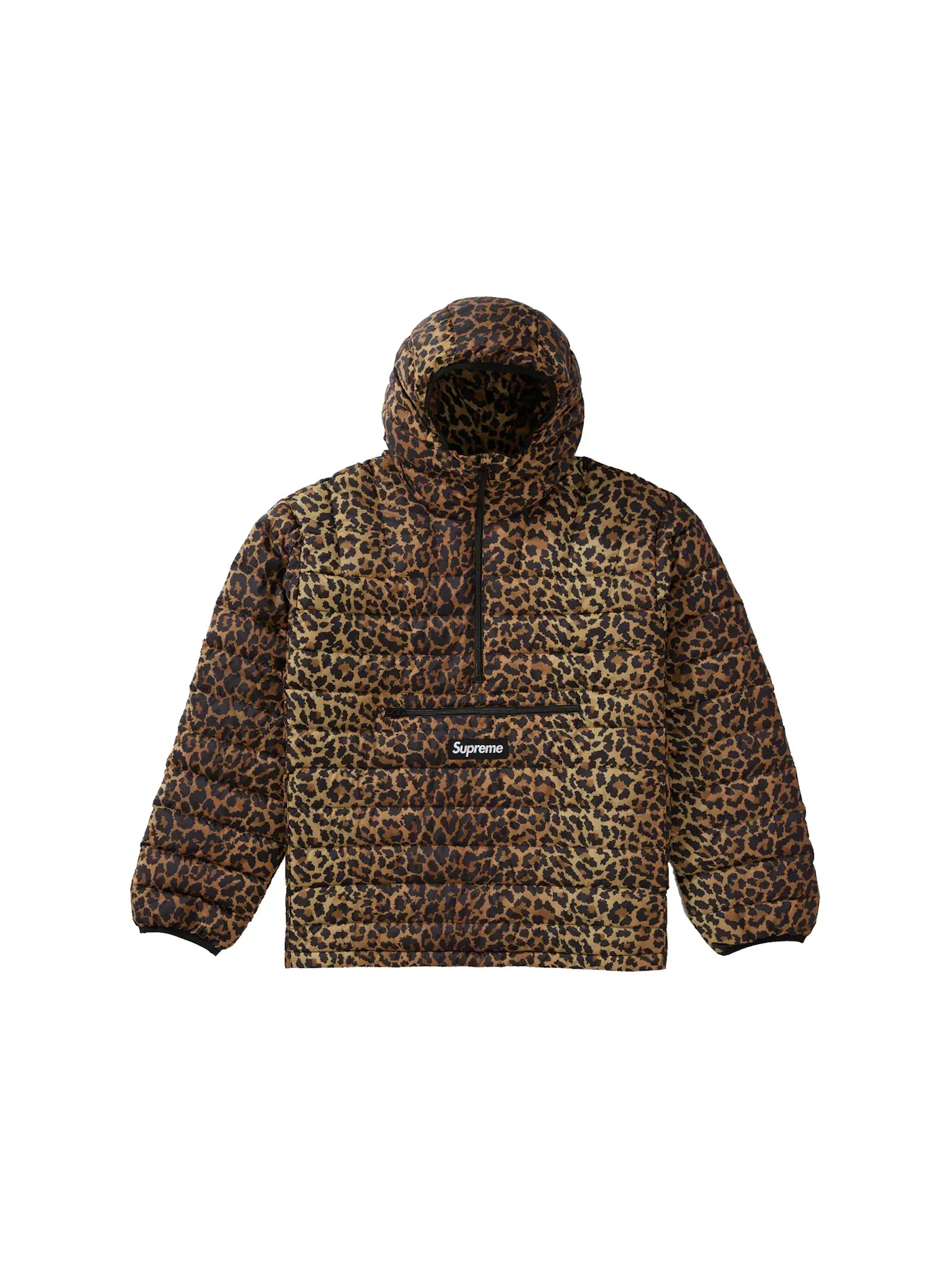 Мужская куртка с капюшоном на молнии Supreme Micro Down Half Zip Hooded Pullover — изображение 1 из 2, леопардовый