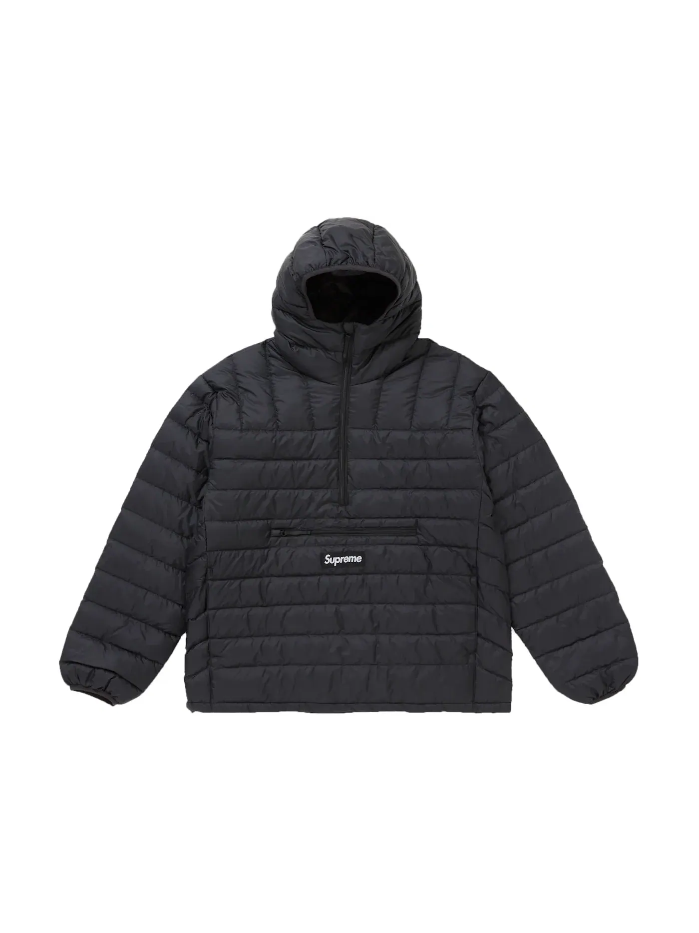 Мужской пуховый полузастегнутый пуловер с капюшоном Supreme Pullover (FW24) Black — изображение 1 из 2