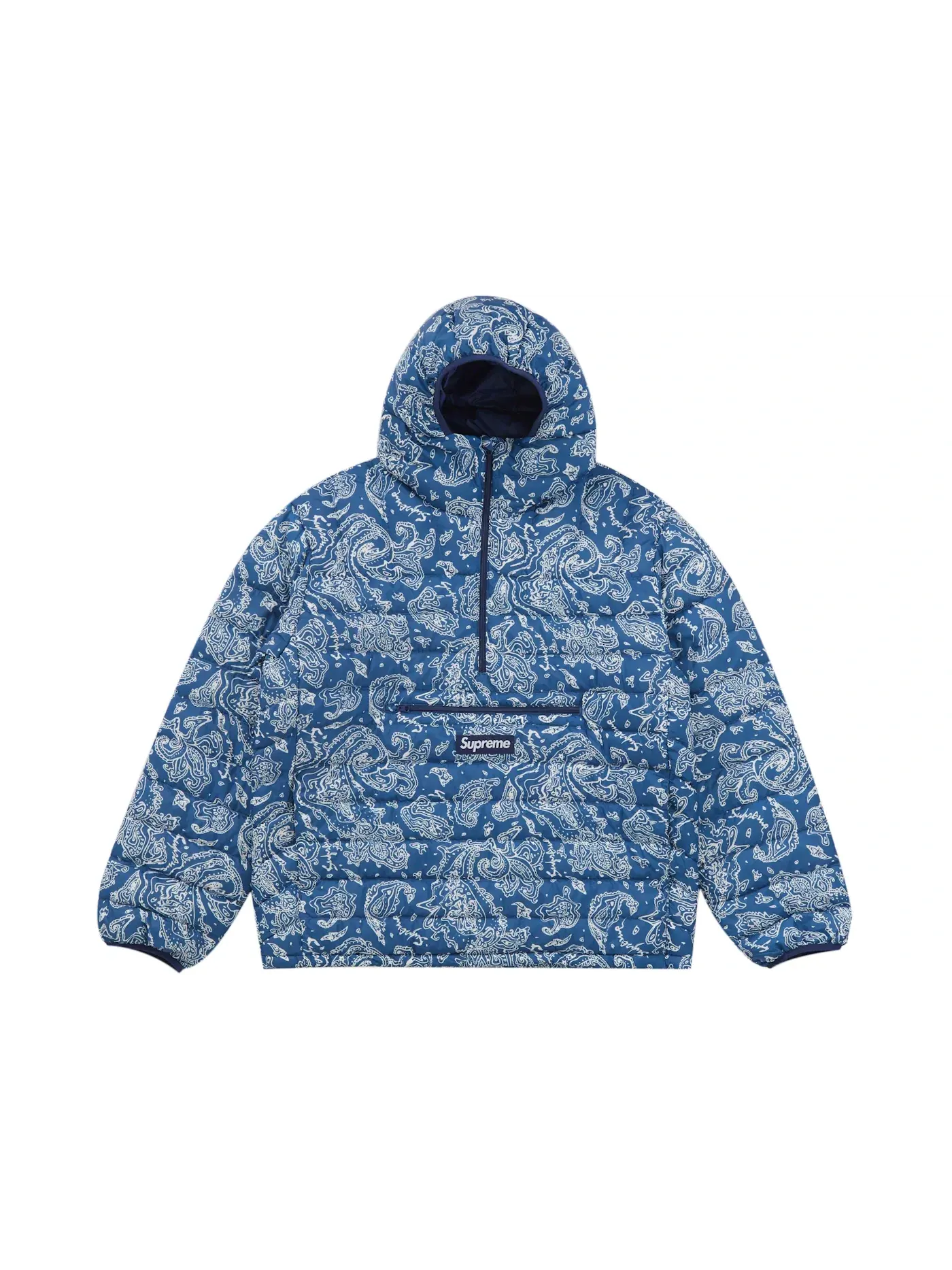 Мужской пуловер с капюшоном на молнии с принтом Supreme Pullover (FW22) — изображение 1 из 2, синий