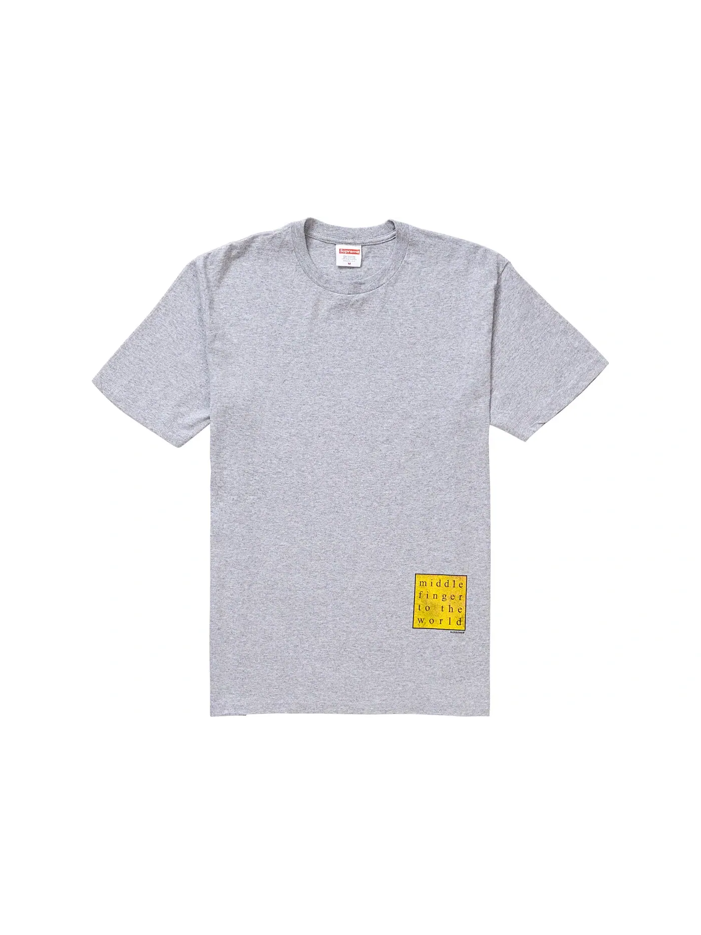 Мужская футболка с принтом Supreme Middle Finger to the World Tee — изображение 1 из 1, серый