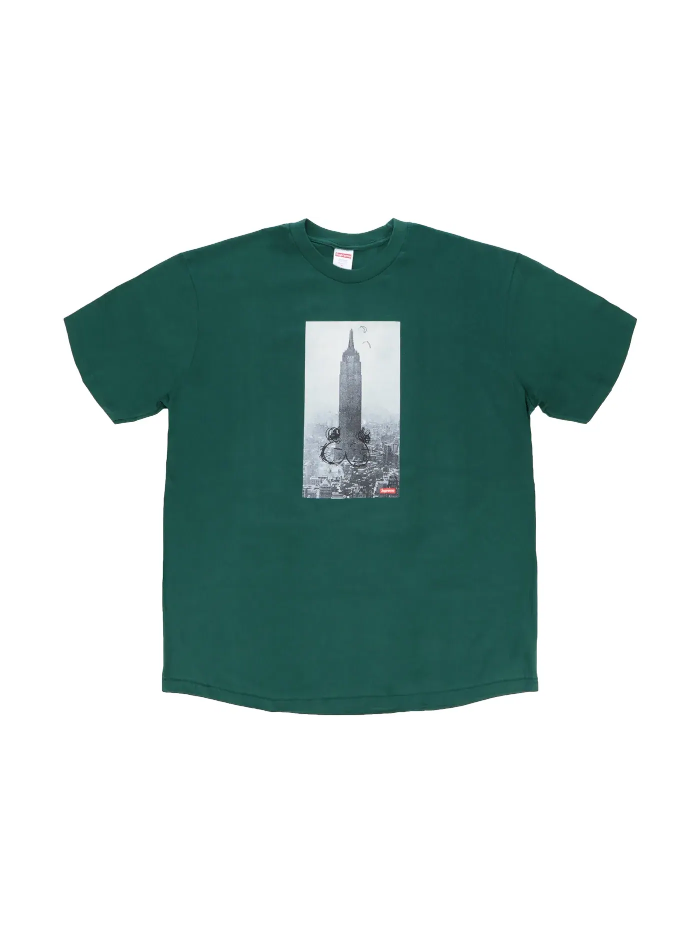 Мужская футболка с принтом Supreme Mike Kelley The Empire State Building Tee — изображение 1 из 2, темный зеленый