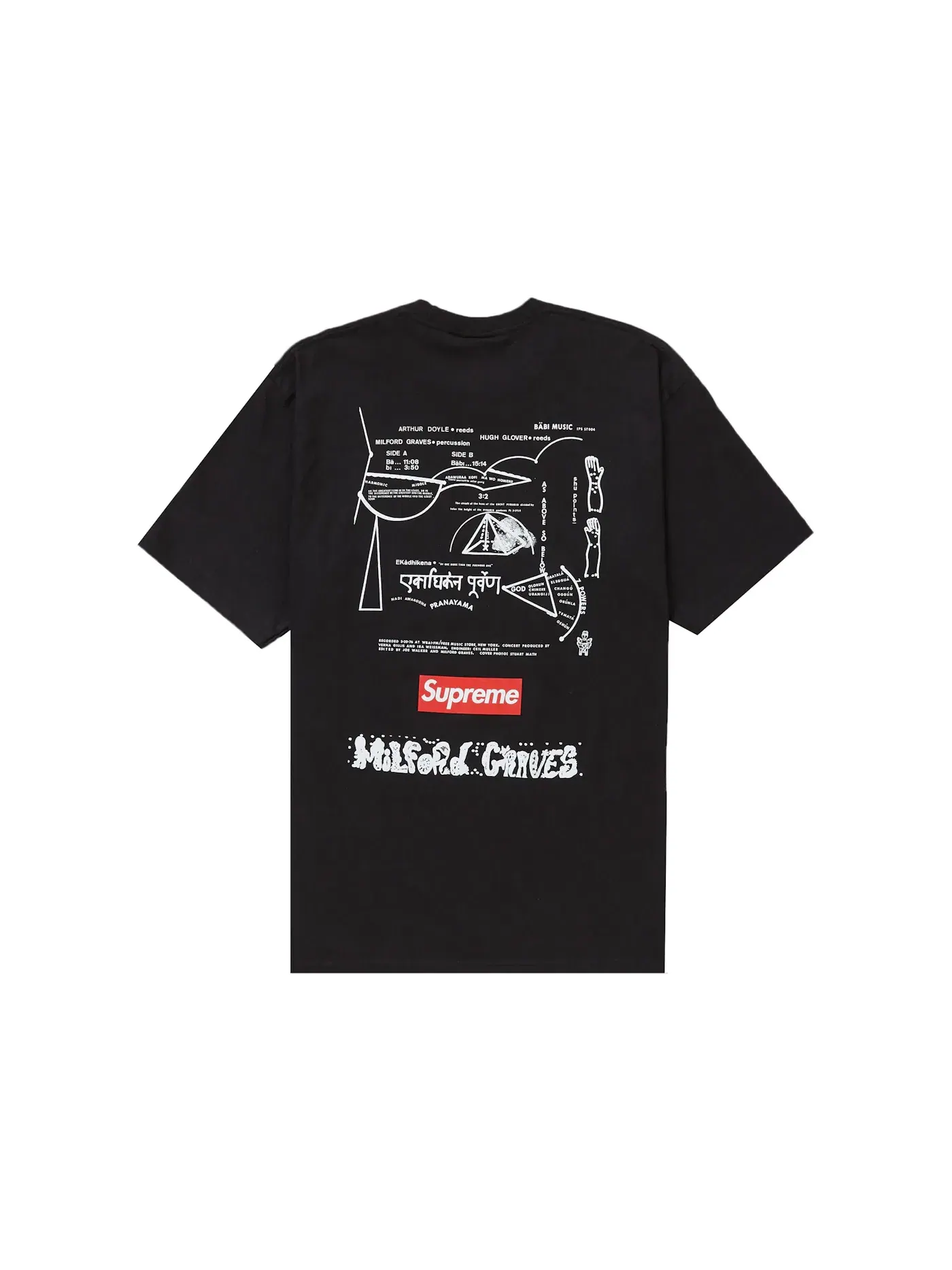 Мужская футболка с принтом Milford Graves Tee Supreme — изображение 2 из 2, черный