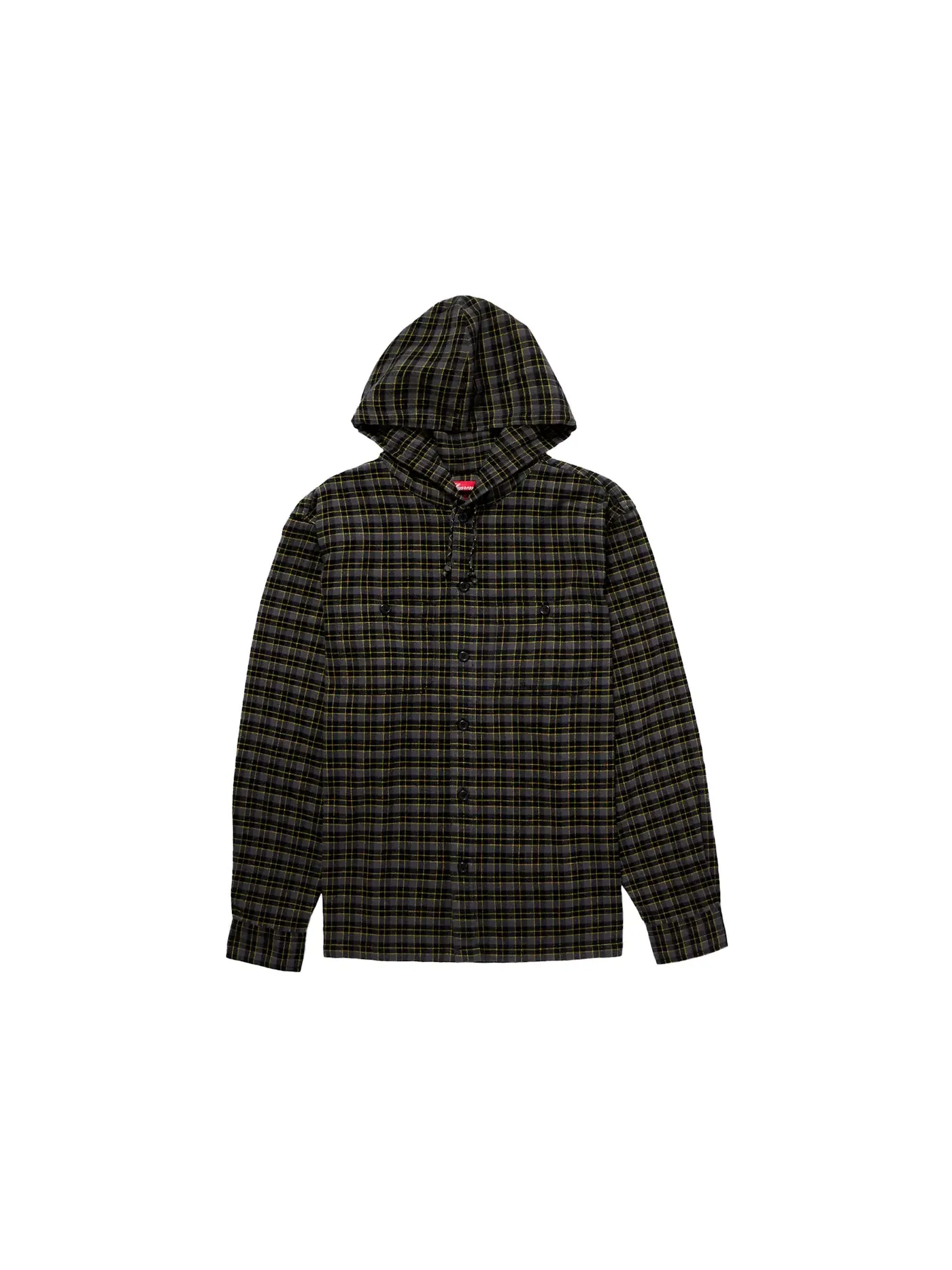 Мужская фланелевая рубашка с капюшоном Supreme Mini Plaid — изображение 1 из 1, черный