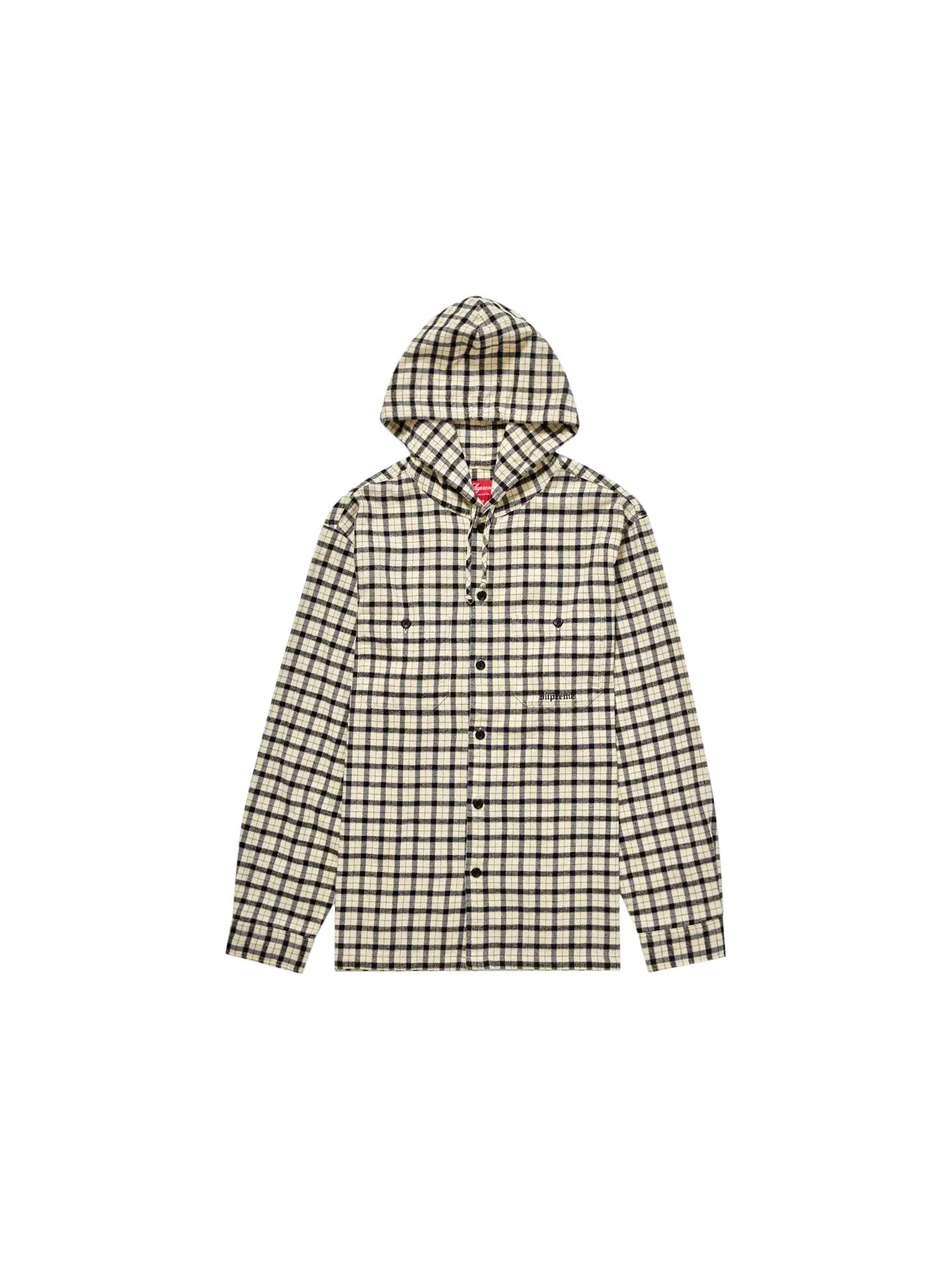 Мужская рубашка с капюшоном в клетку Supreme — изображение 1 из 1, белый