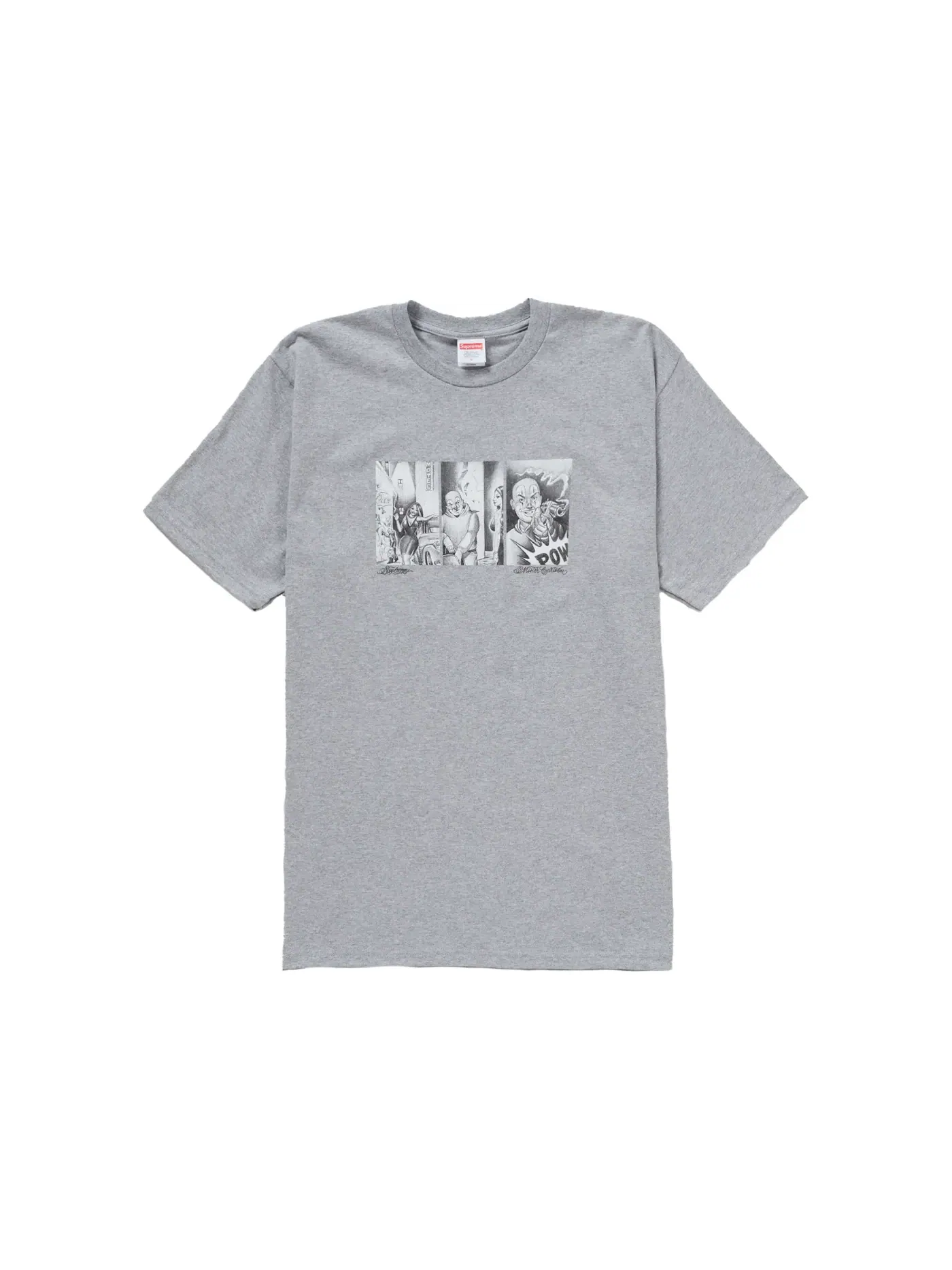 Мужская футболка с принтом Supreme Mister Cartoon Pow Tee — изображение 1 из 1, серый