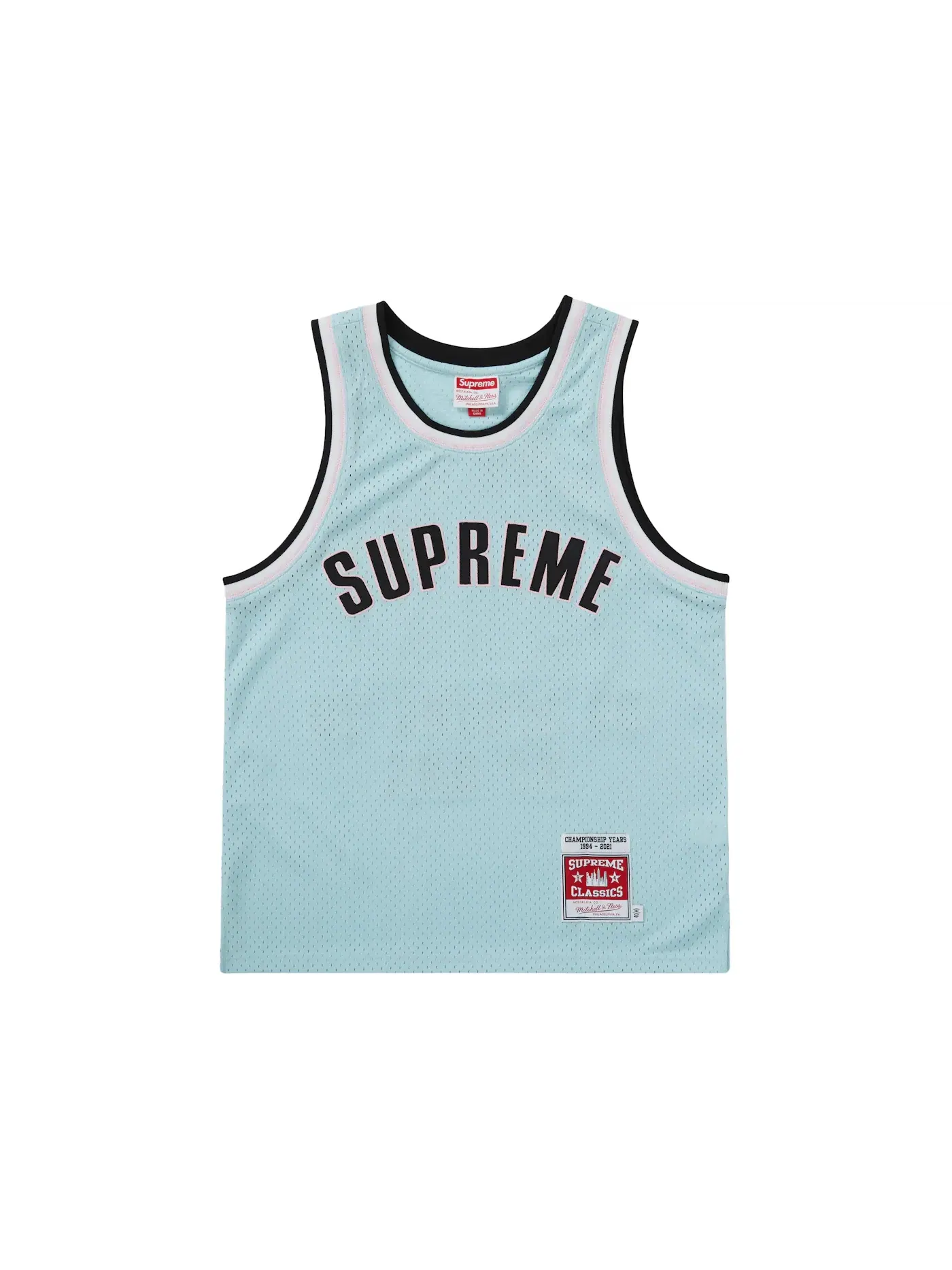 Мужская баскетбольная джерси с длинным рукавом Supreme Mitchell & Ness Basketball Jersey — изображение 1 из 2, светлый синий