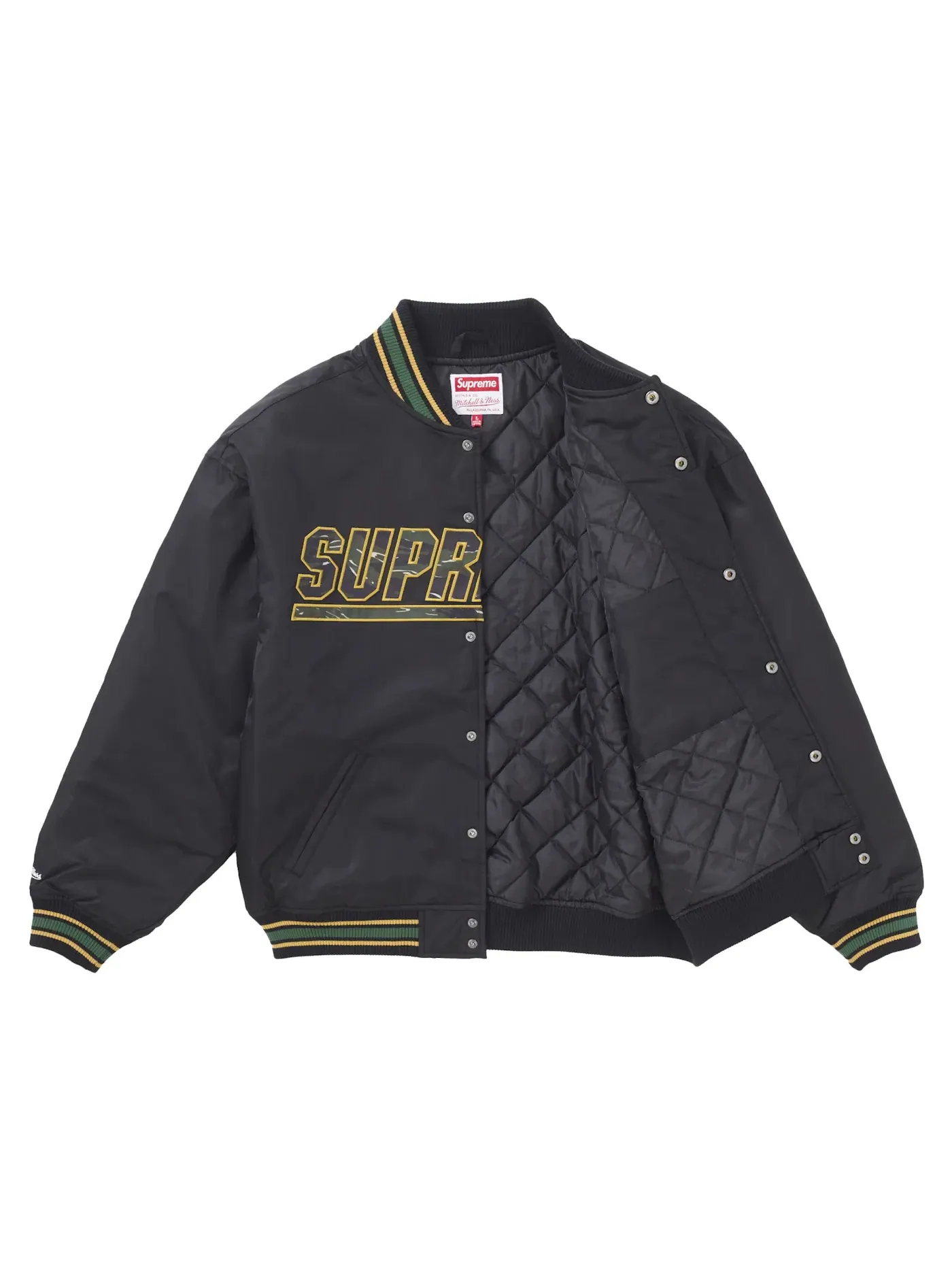Мужская ветровка с принтом Camo Logo Supreme Mitchell & Ness — изображение 2 из 3, черный