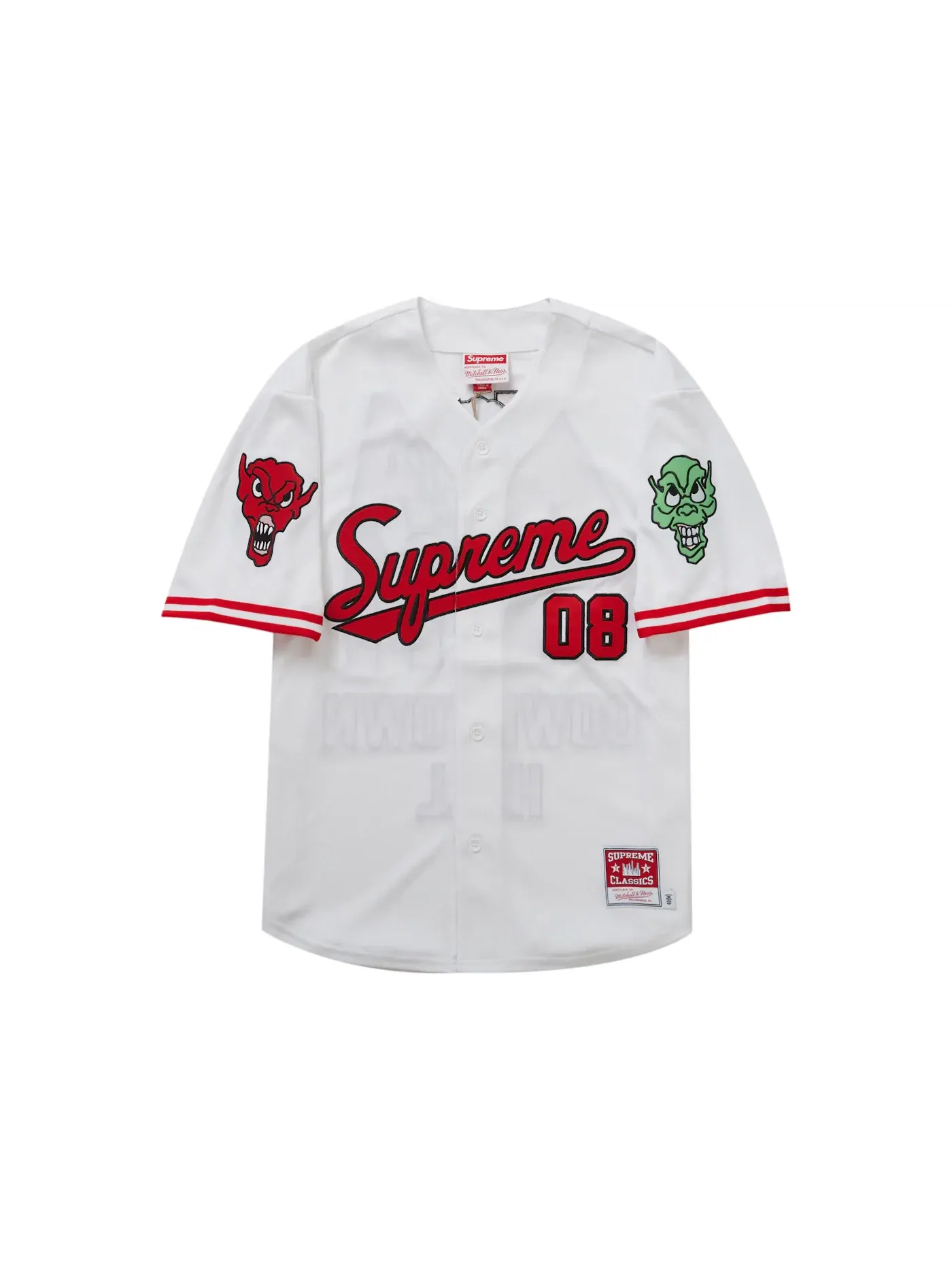 Мужская бейсбольная джерси с принтом Mitchell & Ness Downtown Hell Supreme — изображение 1 из 2, белый