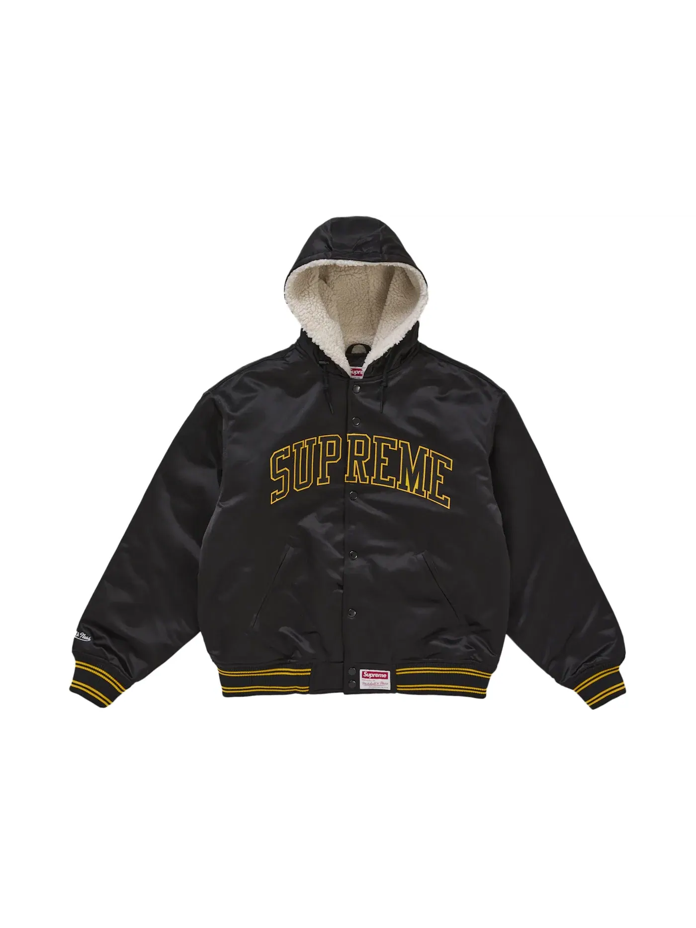 Мужская куртка-бомбер с капюшоном из сатина на подкладке Jacket Supreme — изображение 1 из 3, черный
