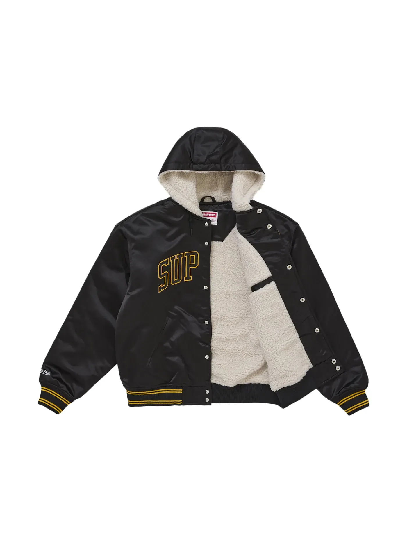 Мужская куртка-бомбер с капюшоном из сатина на подкладке Jacket Supreme — изображение 2 из 3, черный