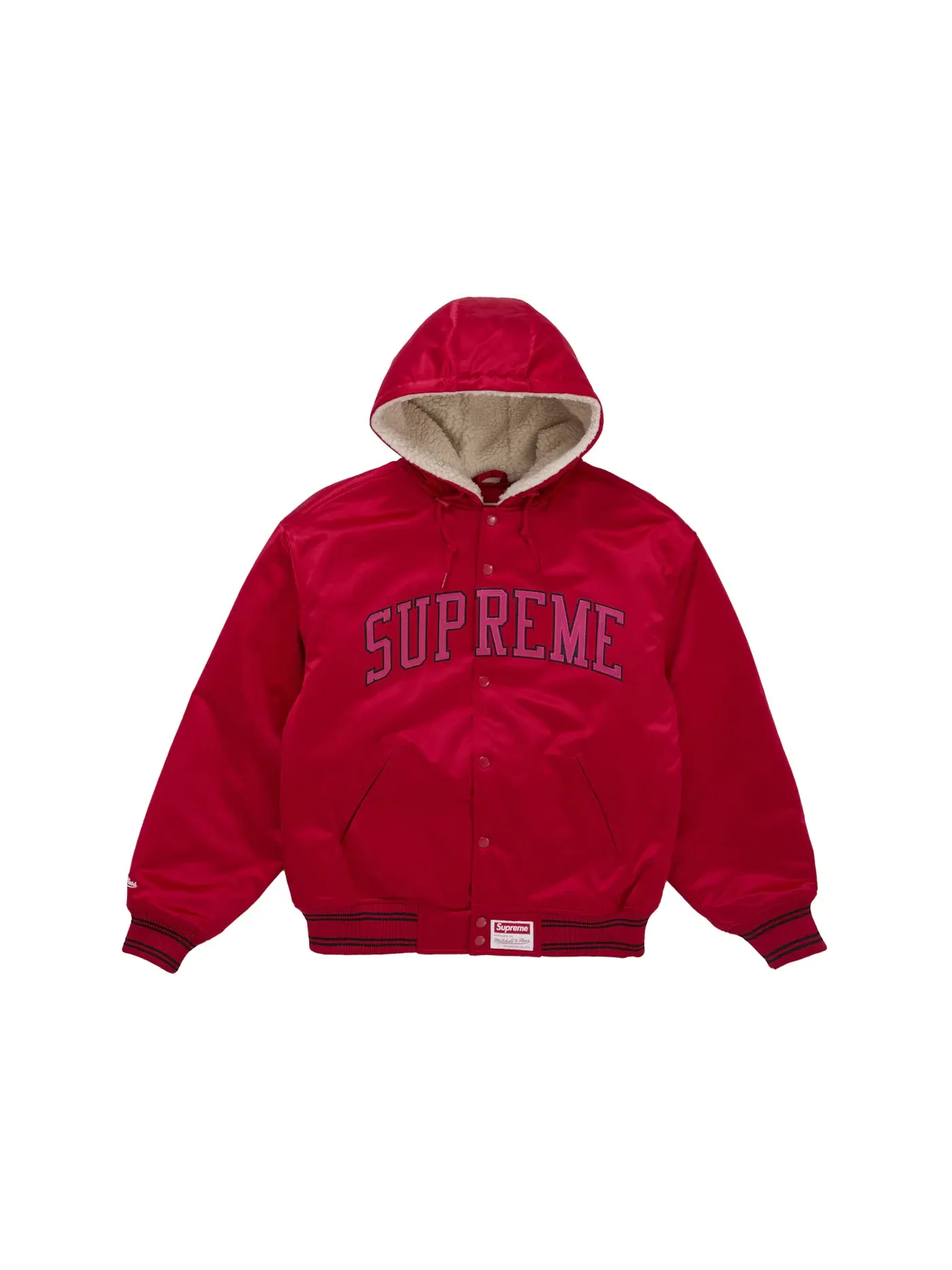Мужская куртка-бомбер с капюшоном из сатина Jacket Supreme — изображение 1 из 3, красный