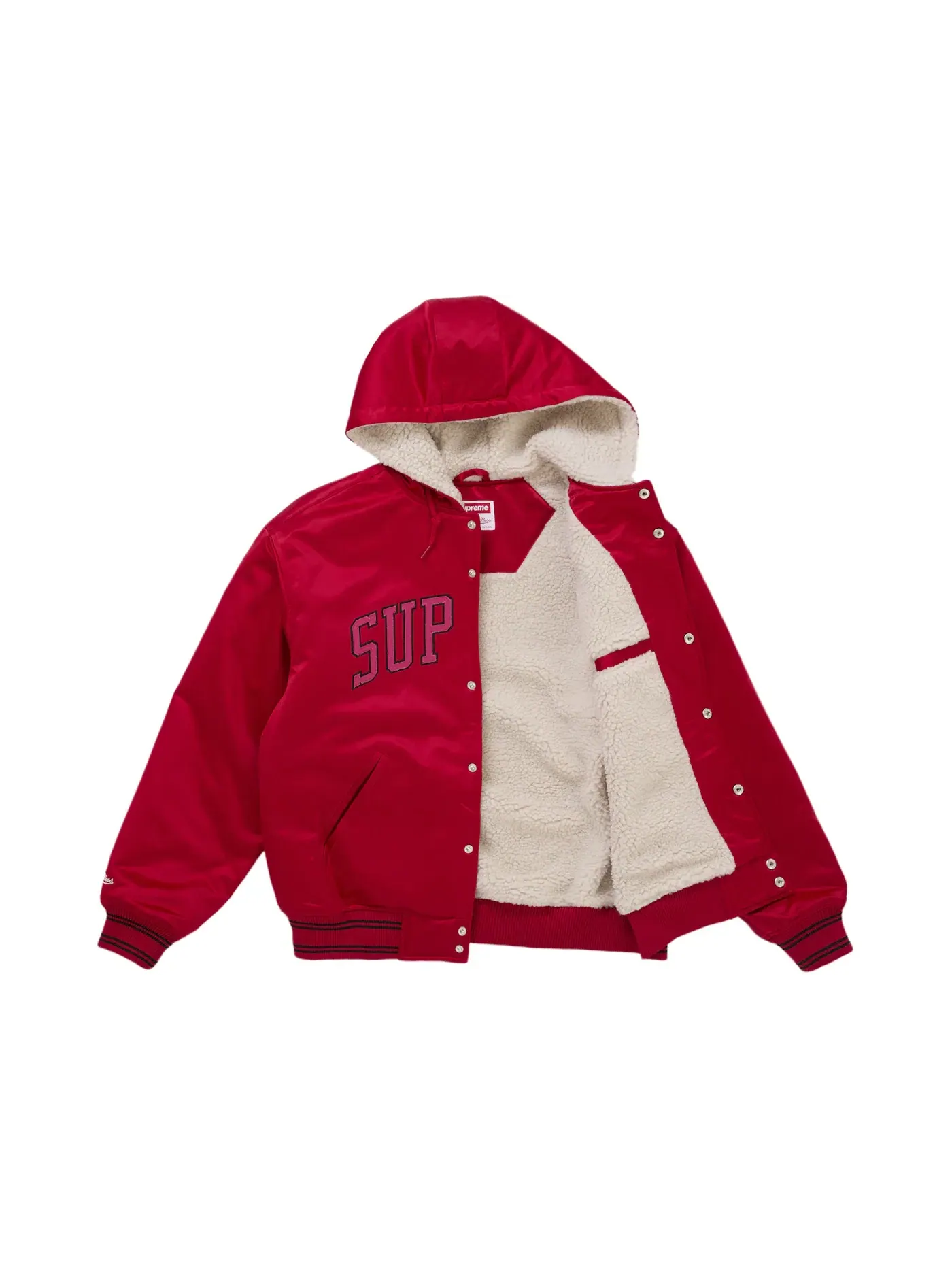 Мужская куртка-бомбер с капюшоном из сатина Jacket Supreme — изображение 2 из 3, красный