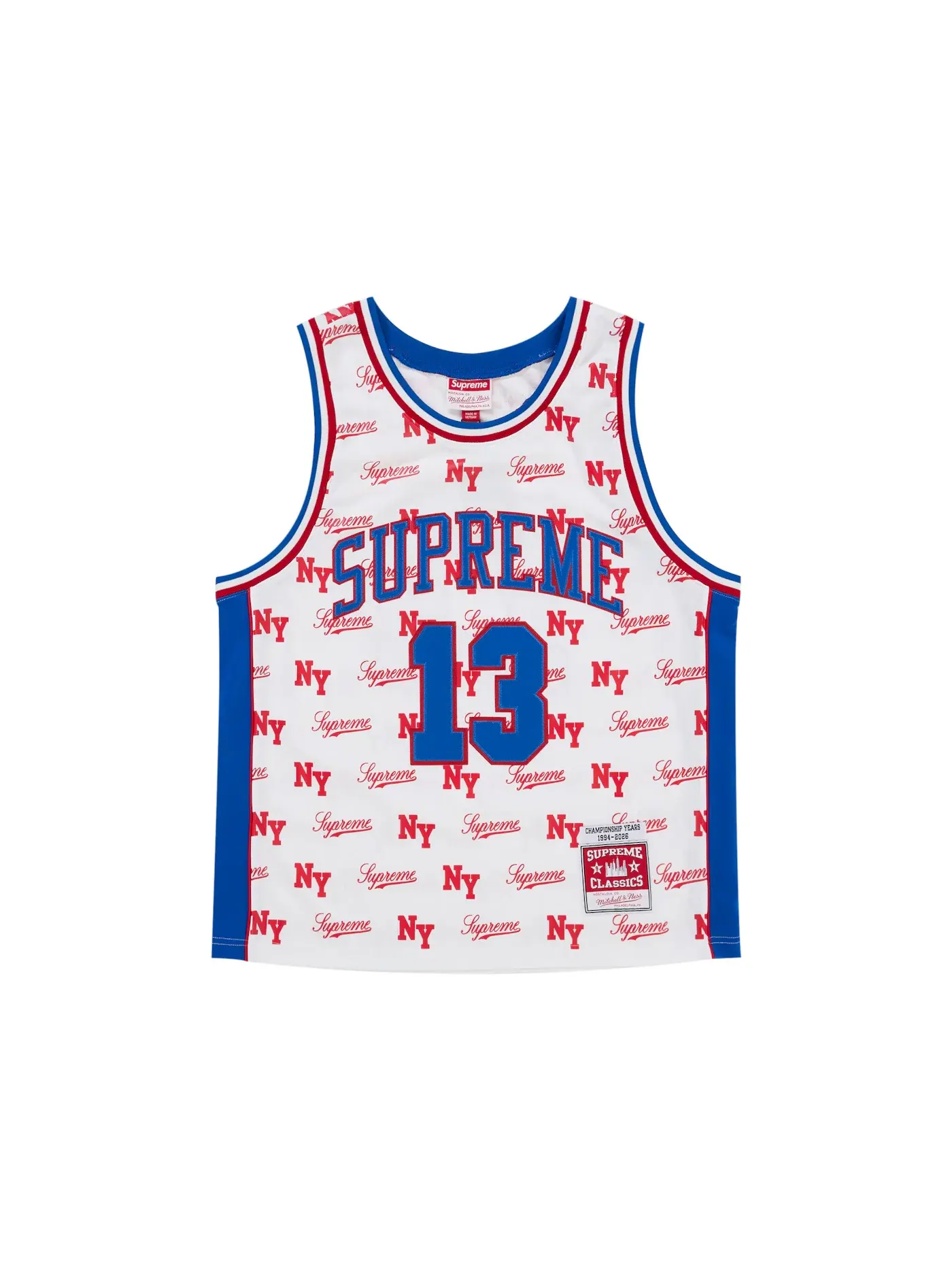 Мужская баскетбольная джерси с принтом Jersey Supreme — изображение 1 из 2, белый