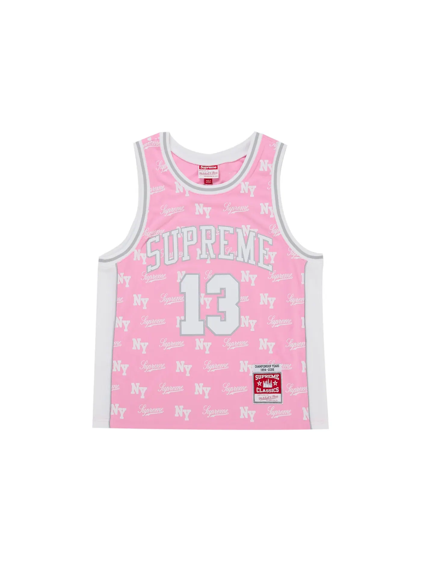 Мужская баскетбольная джерси Supreme Mitchell & Ness Monogram Basketball Jersey — изображение 1 из 2, розовый