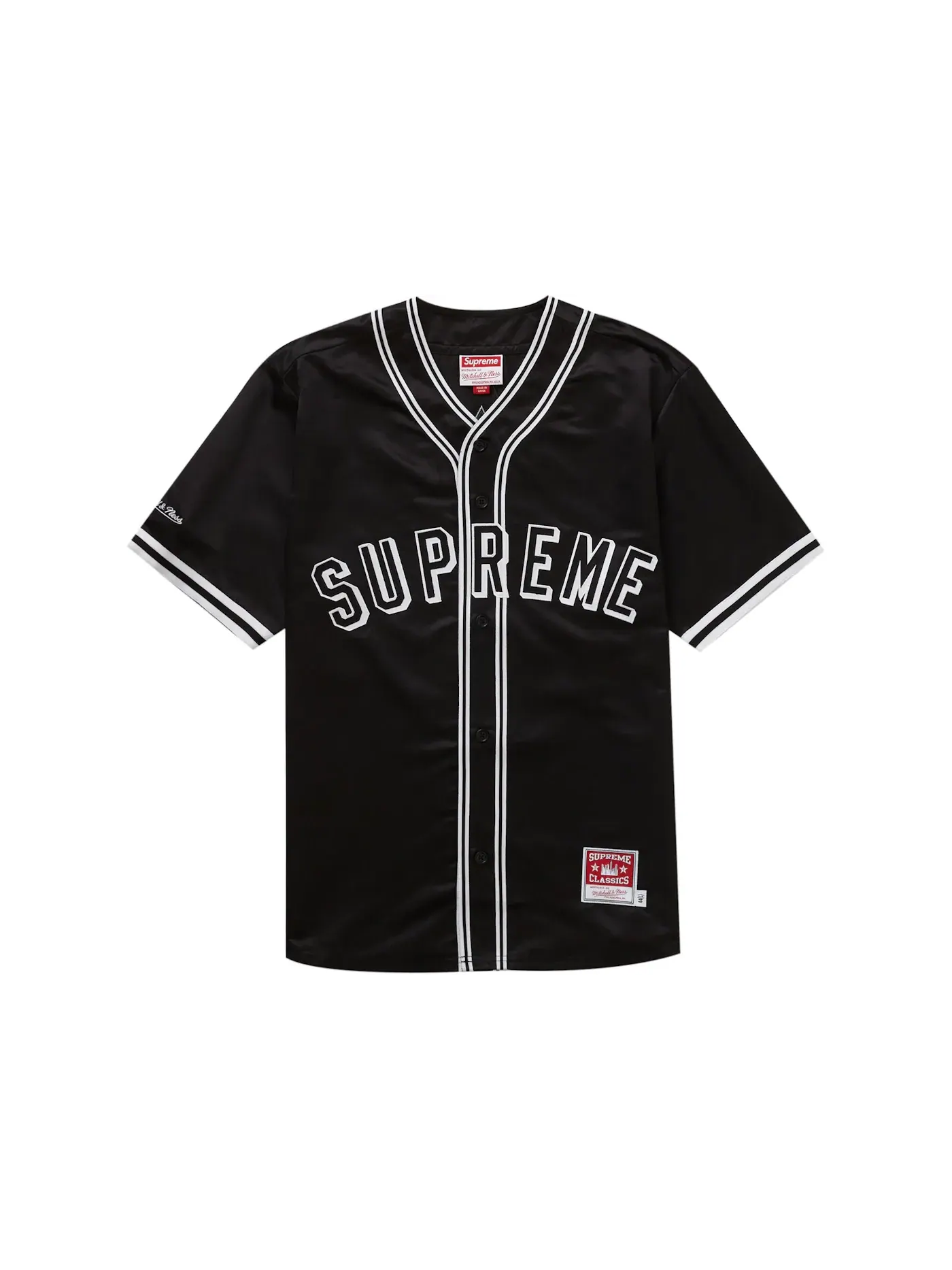 Мужская бейсбольная джерси из сатина Mitchell & Ness Supreme — изображение 1 из 2, черный