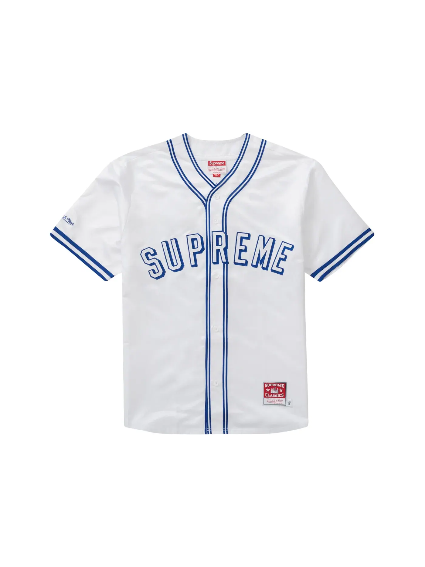 Мужская бейсбольная джерси из сатина Mitchell & Ness Supreme — изображение 1 из 2, белый