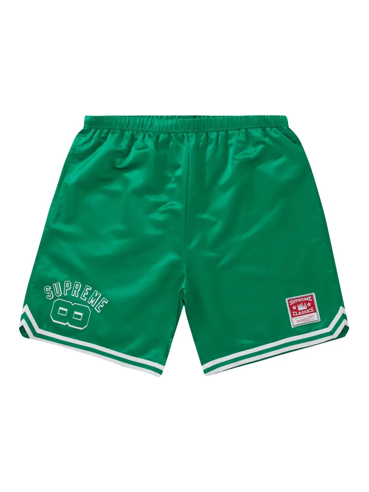 Мужские шорты сатиновые с принтом Supreme Mitchell & Ness — изображение 1 из 2, зеленый