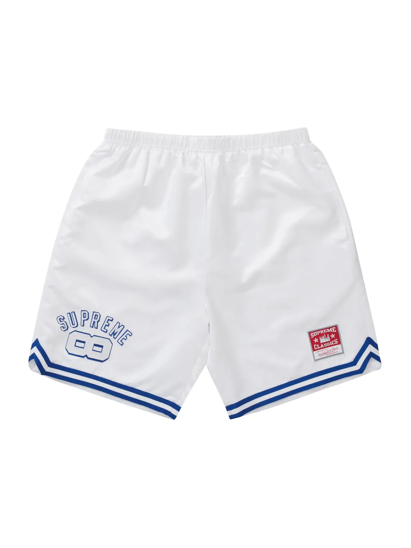 Мужские шорты из атласа Mitchell & Ness Supreme — изображение 1 из 2, белый