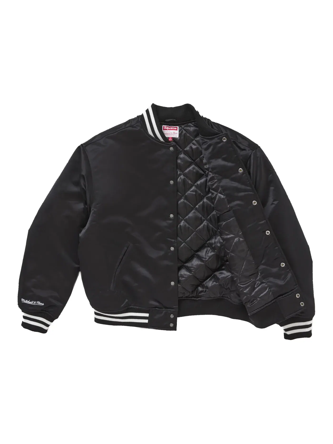 Мужская куртка-бомбер сатиновая Supreme Jacket (FW24) — изображение 2 из 3, черный