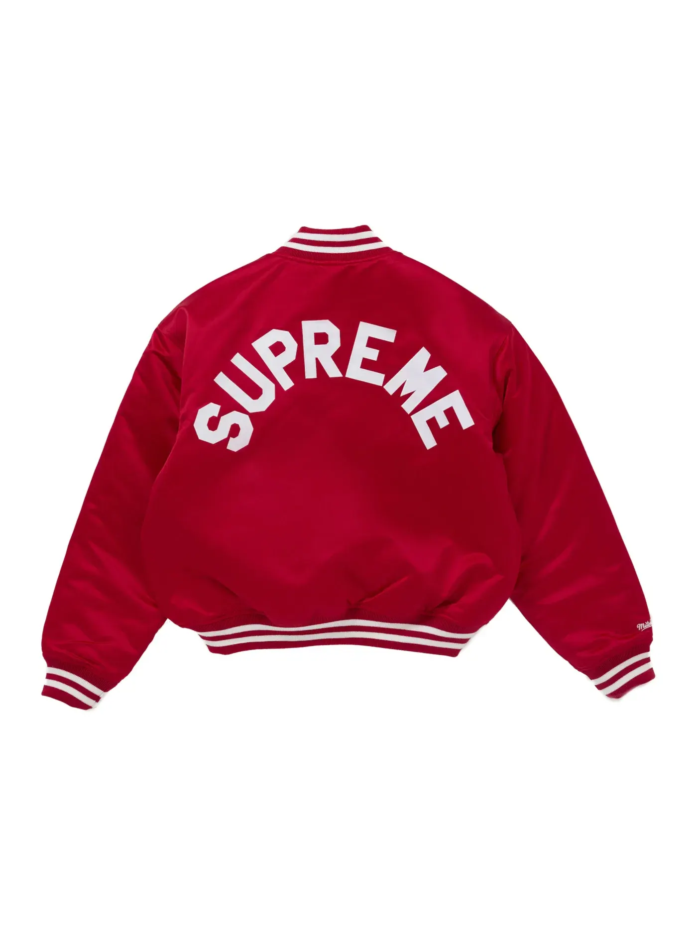 Мужская куртка-бомбер из сатина Mitchell & Ness Supreme — изображение 1 из 3, красный