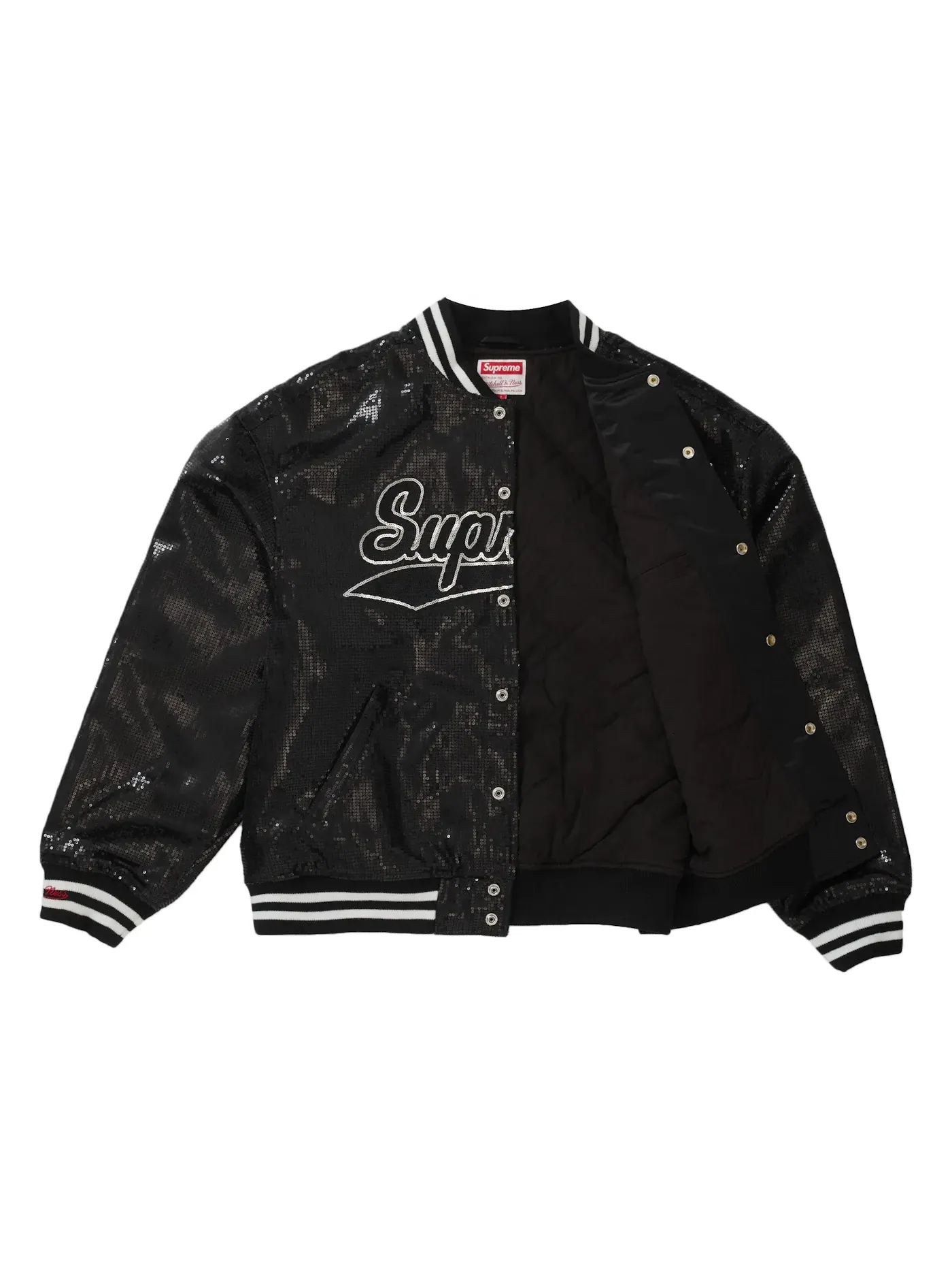 Мужская куртка с пайетками Mitchell & Ness Supreme — изображение 3 из 3, черный