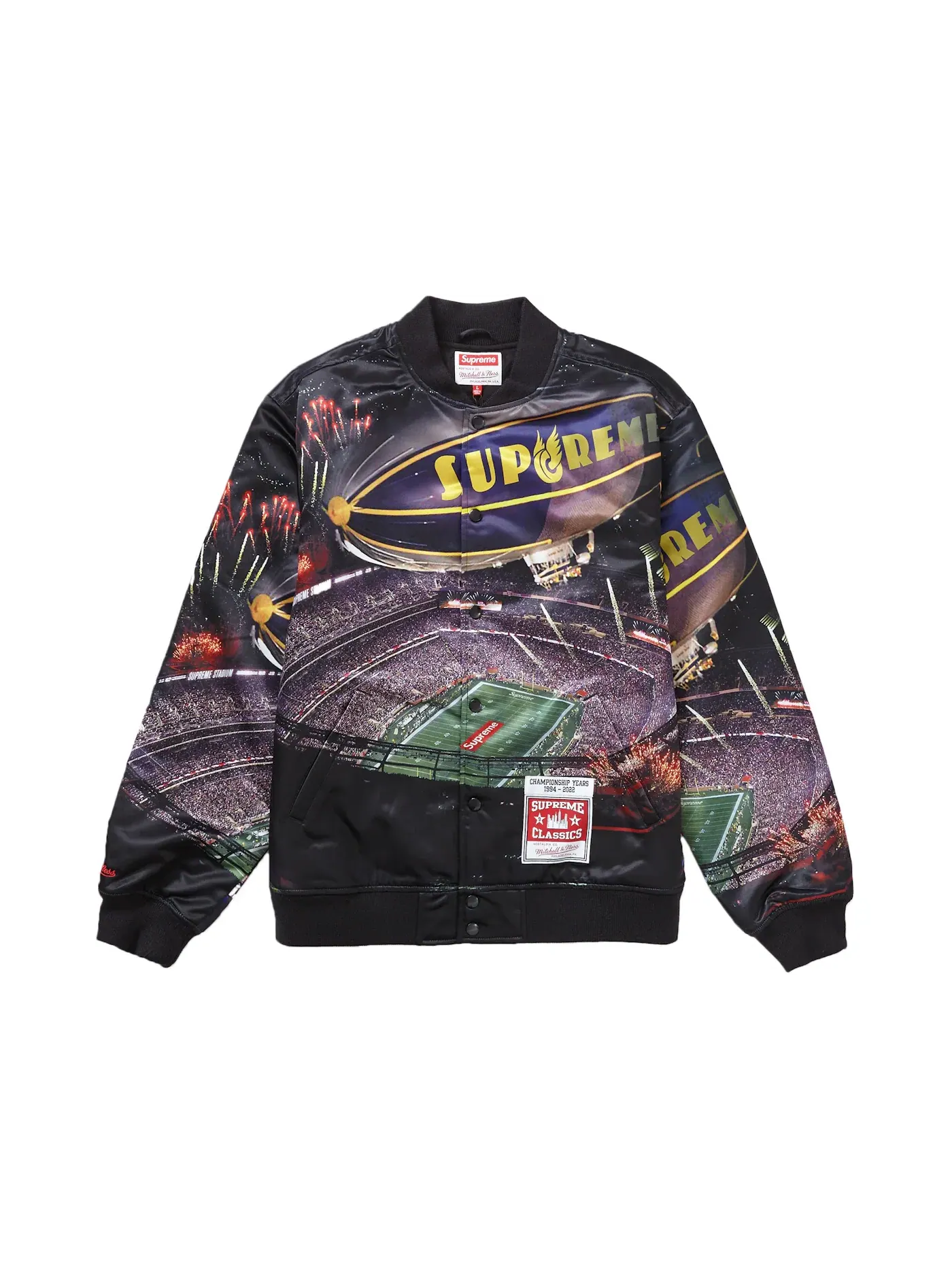 Мужская куртка-бомбер Satin Varsity Supreme — изображение 1 из 3, черный