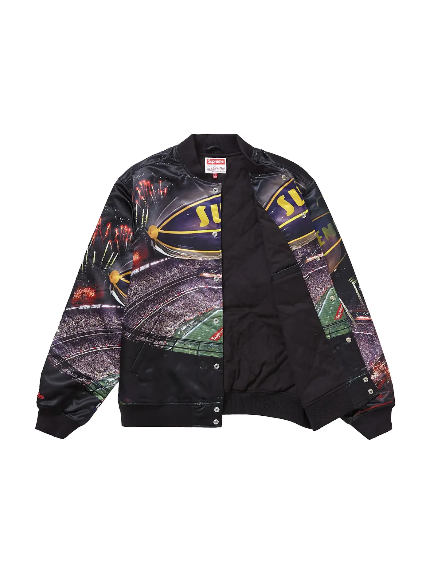 Мужская куртка-бомбер Satin Varsity Supreme — изображение 2 из 3, черный