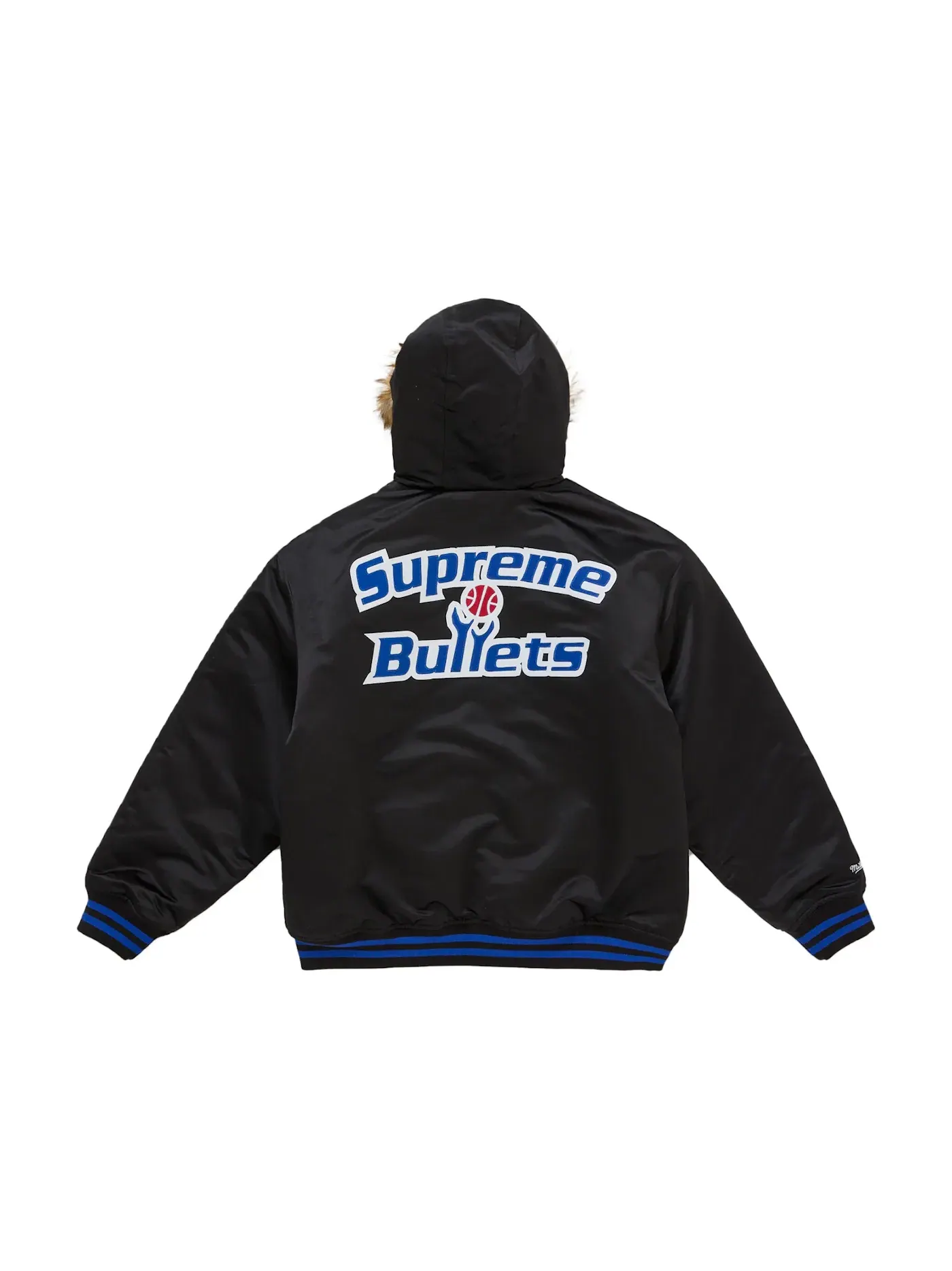 Мужская куртка-бомбер с капюшоном сатиновая Supreme Mitchell & Ness Teams Hooded Satin Varsity Jacket — изображение 3 из 3