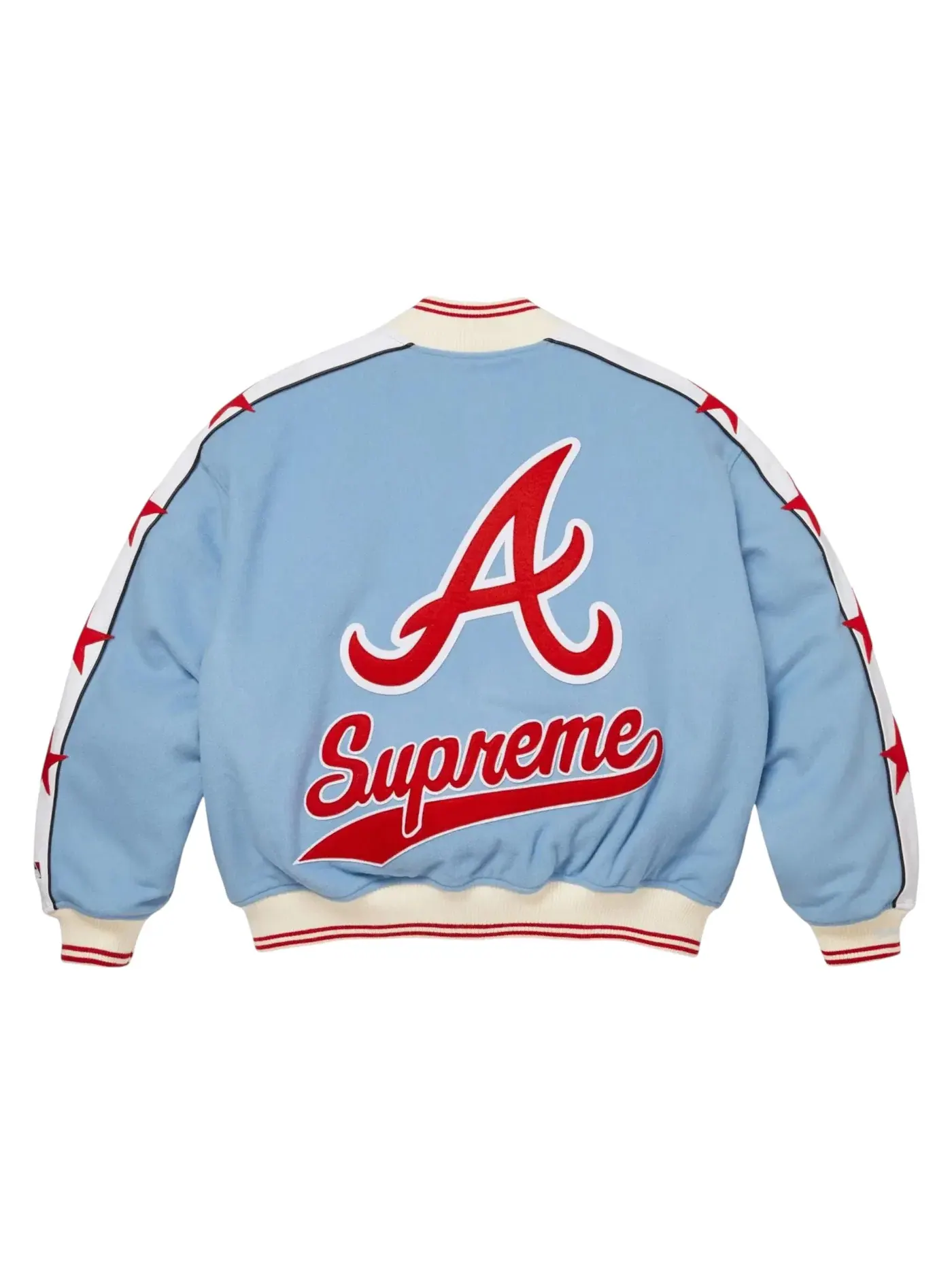 Мужская шерстяная бомбер-куртка Supreme x Mitchell & Ness Teams Varsity Jacket — изображение 2 из 2, синий