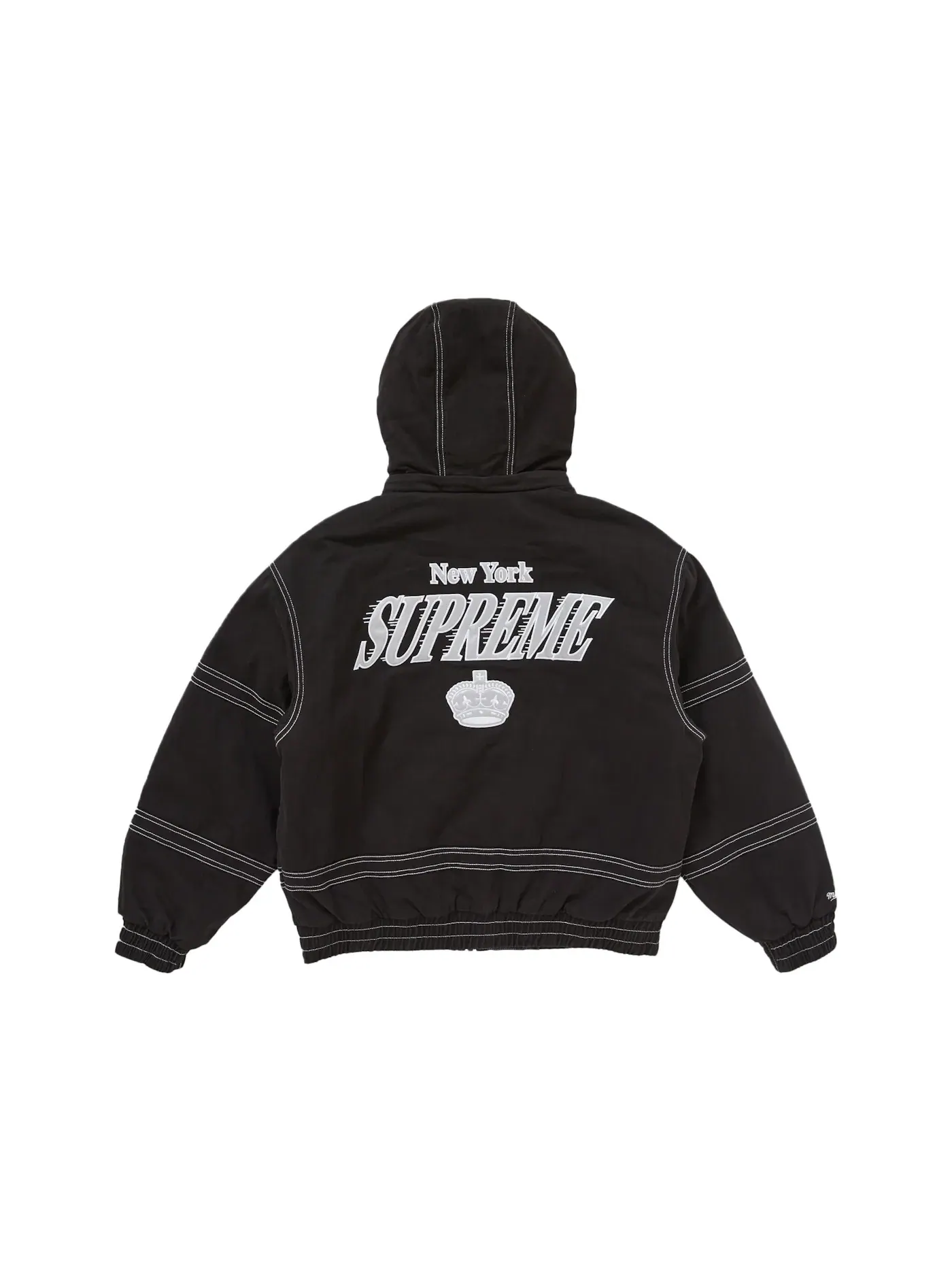 Мужская куртка-стадион с принтом из твила Supreme Mitchell & Ness Jacket — изображение 3 из 5, черный