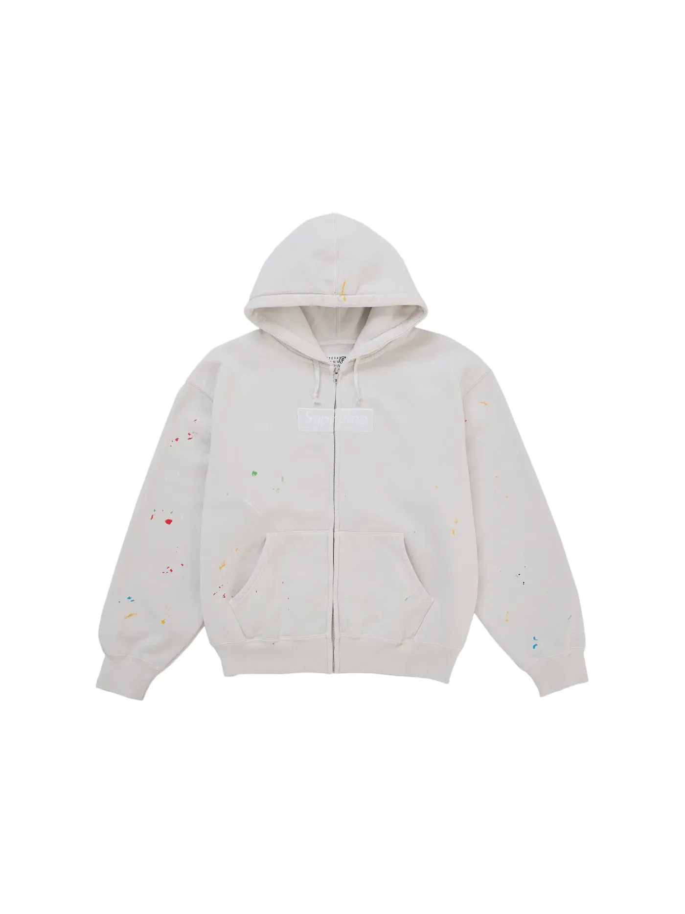 Мужская худи на молнии с принтом Supreme MM6 Maison Margiela Box Logo — изображение 1 из 4, белый