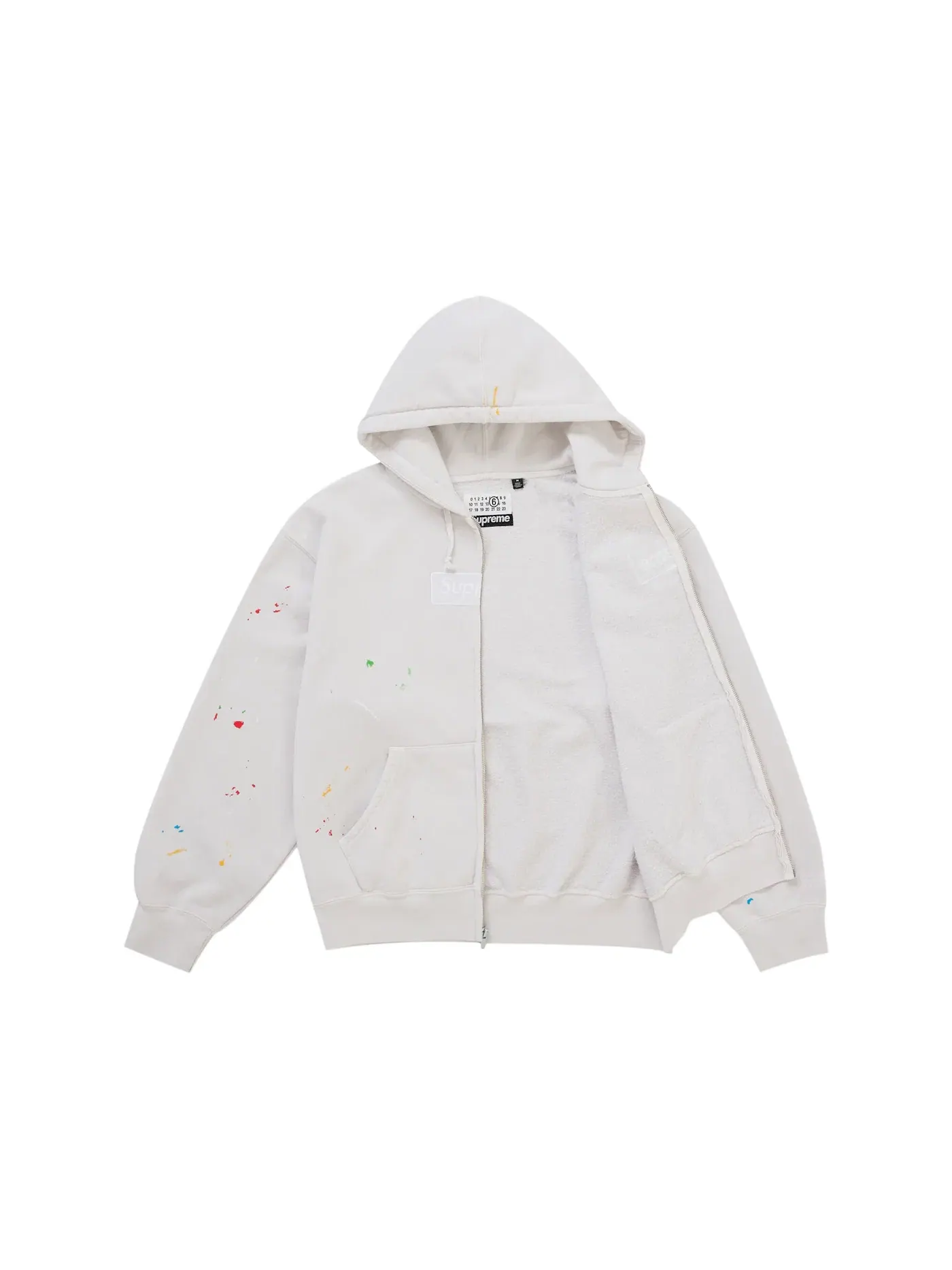 Мужская худи на молнии с принтом Supreme MM6 Maison Margiela Box Logo — изображение 2 из 4, белый