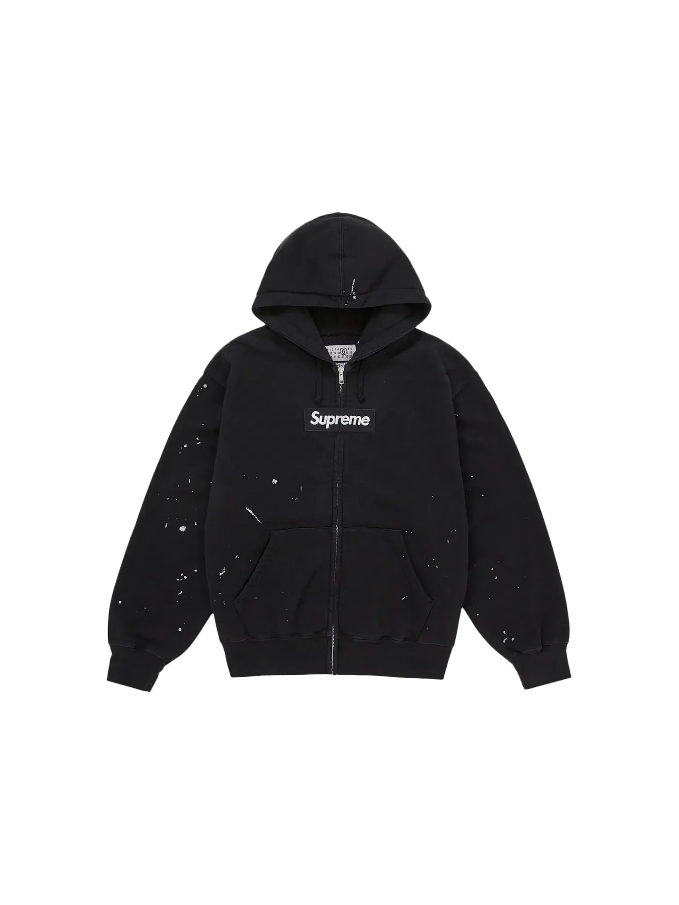 Мужская худи на молнии Supreme MM6 Maison Margiela Box Logo Zip Up Hooded Sweatshirt Black — изображение 1 из 3, черный
