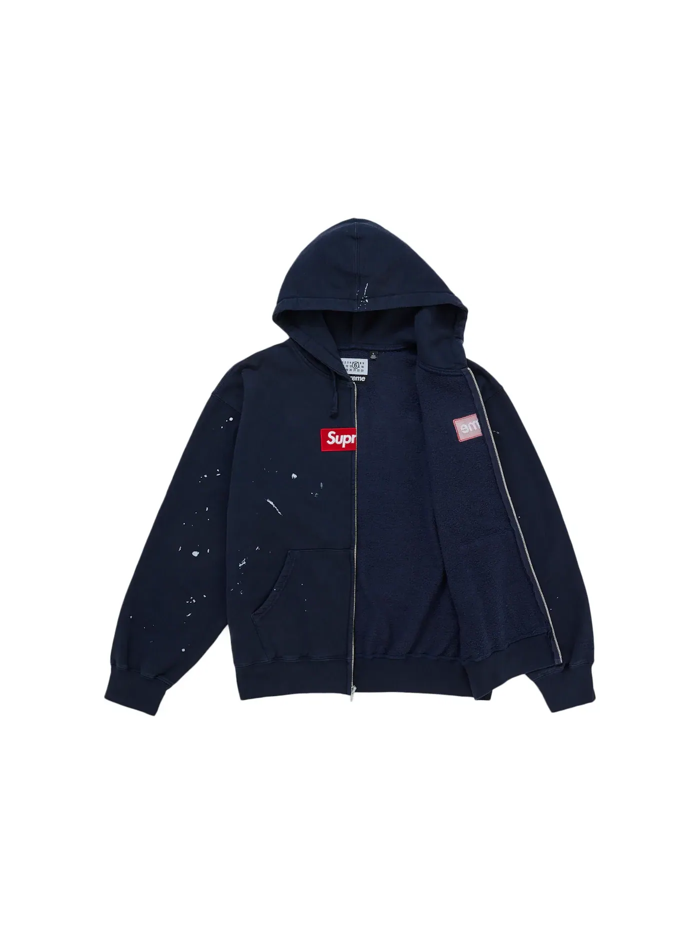 Мужская худи на молнии с капюшоном с принтом Sweatshirt Supreme — изображение 2 из 4, темно-синий