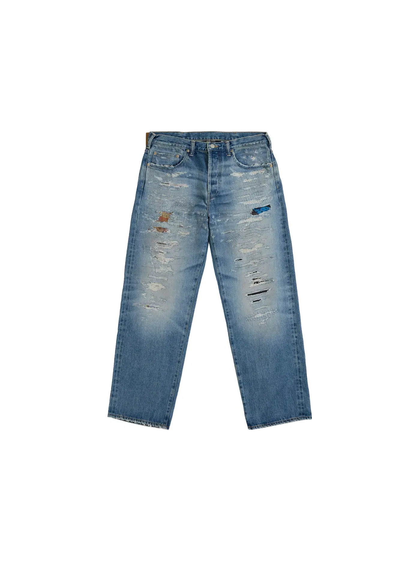 Мужские джинсы свободного кроя с потертостями Jean Supreme — изображение 1 из 2, синий