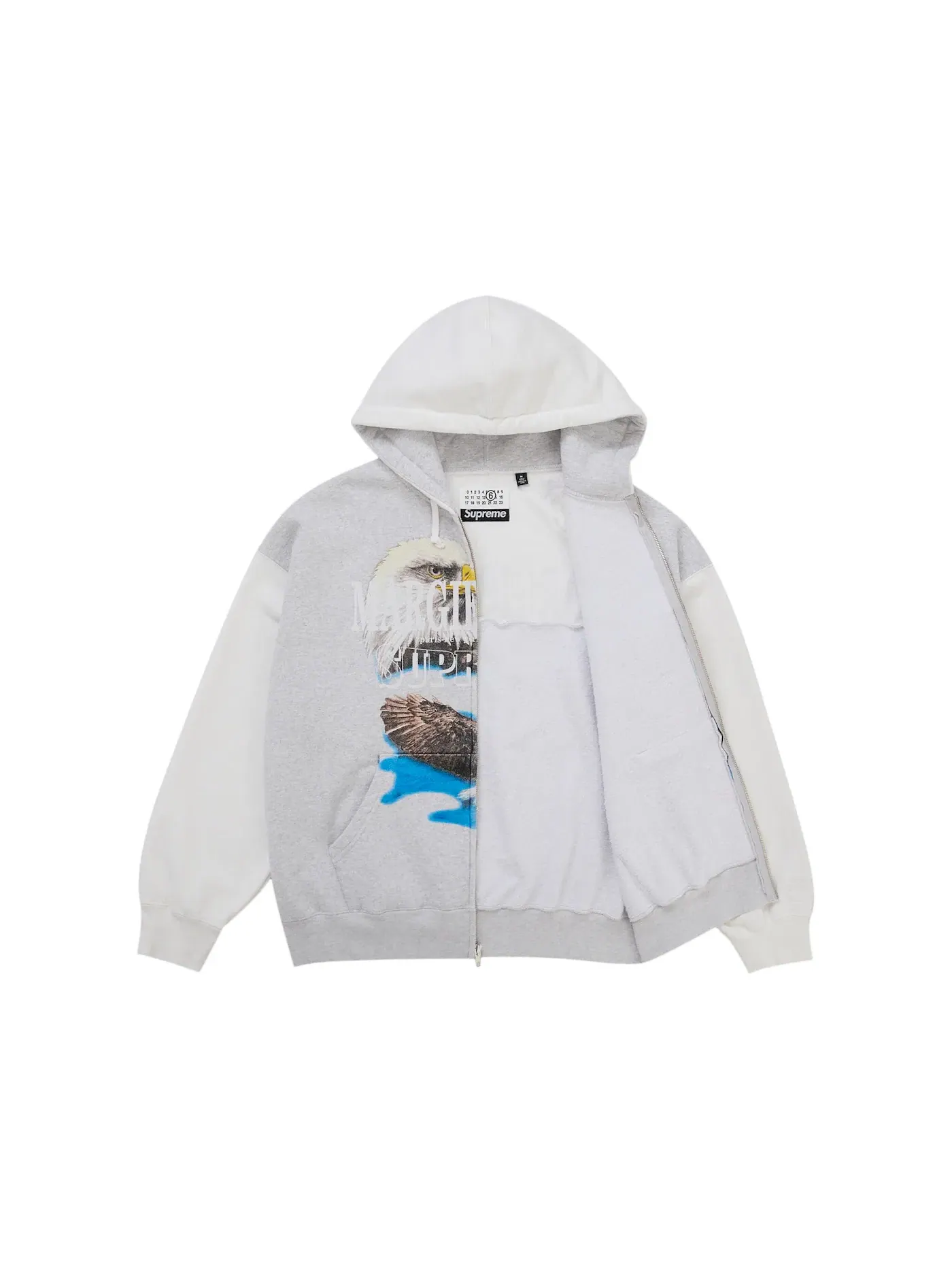 Мужской худи с принтом Eagle Zip Up Supreme MM6 Maison Margiela — изображение 2 из 3, белый