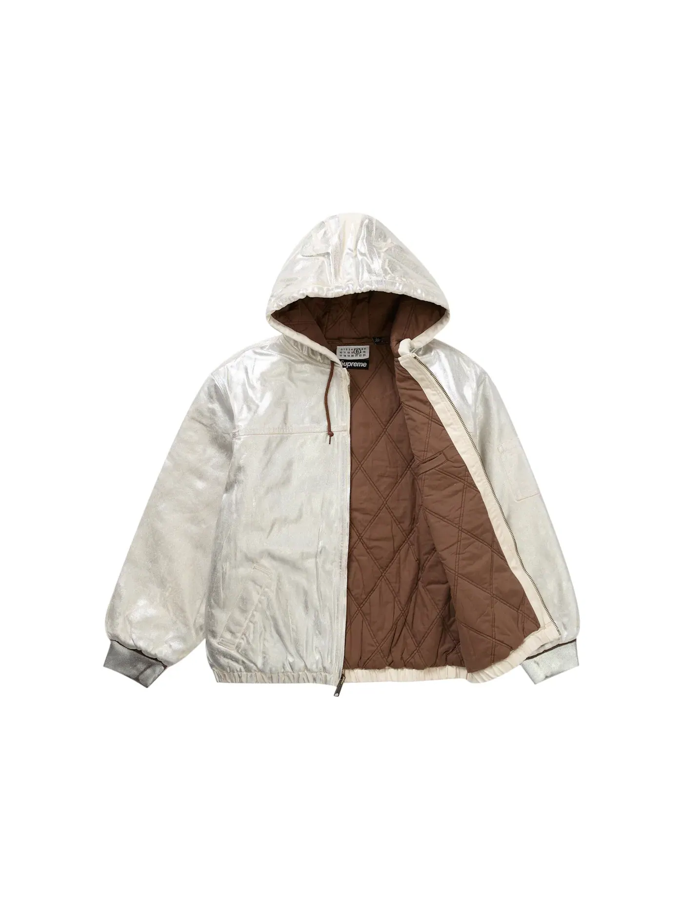 Мужская куртка с капюшоном с принтом Supreme MM6 Maison Margiela Foil Hooded Work Jacket — изображение 2 из 3, прозрачный