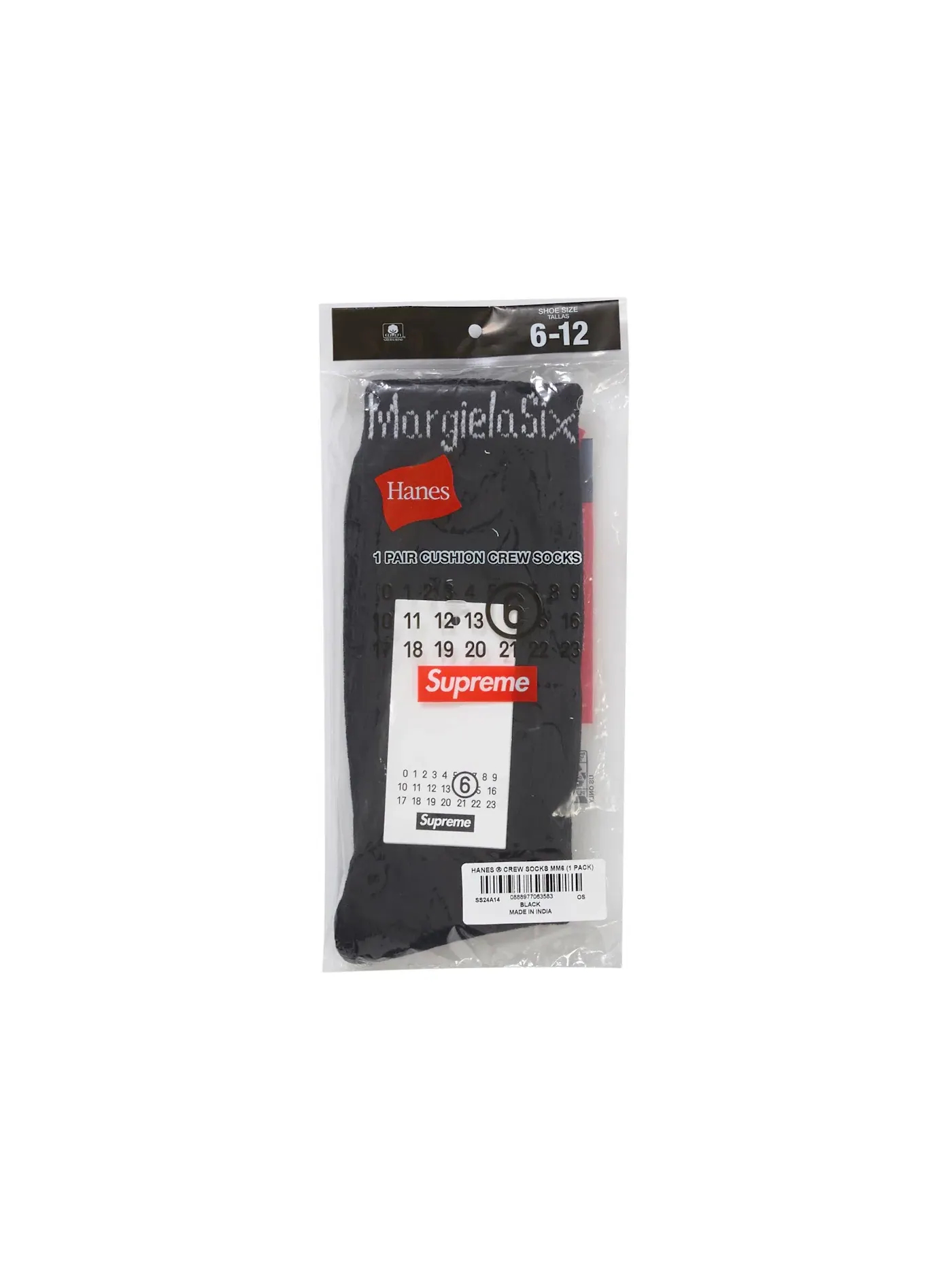 Унисекс носки Supreme MM6 Maison Margiela Hanes — изображение 1 из 4, черный