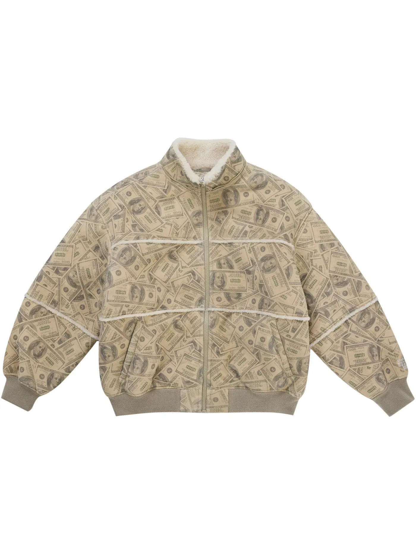 Мужская куртка-бомбер из овчины с капюшоном Jacket Supreme — изображение 4 из 5, белый
