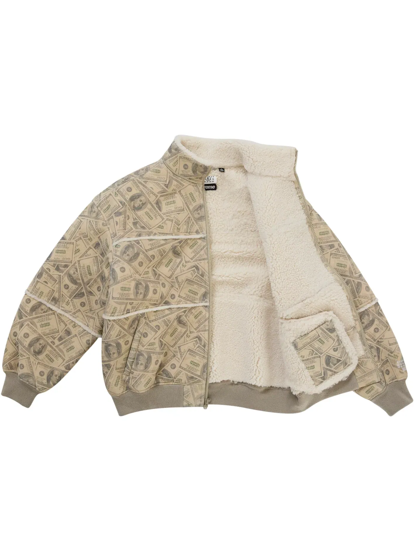 Мужская куртка-бомбер из овчины с капюшоном Jacket Supreme — изображение 5 из 5, белый