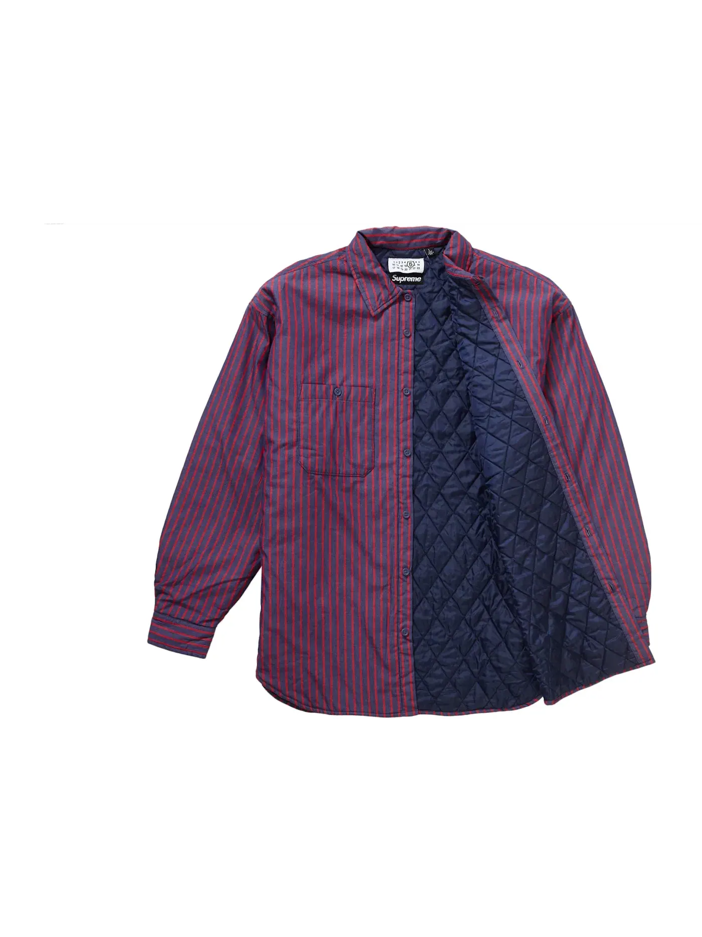 Мужская рубашка с принтом MM6 Maison Margiela Padded Shirt Supreme, Stripes — изображение 2 из 3