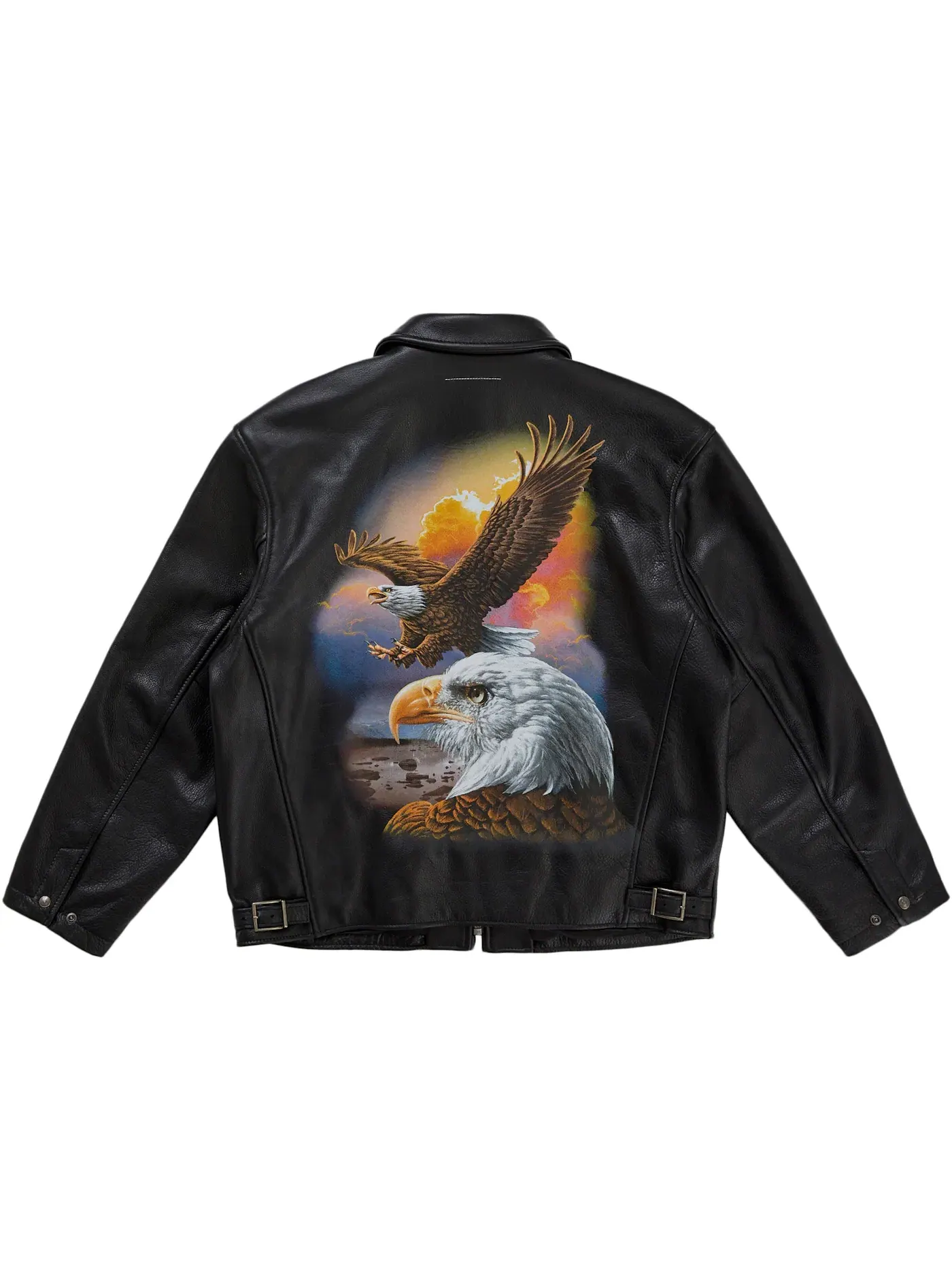 Мужская куртка из кожи с принтом Eagle Supreme MM6 Maison Margiela Schott — изображение 1 из 3, черный