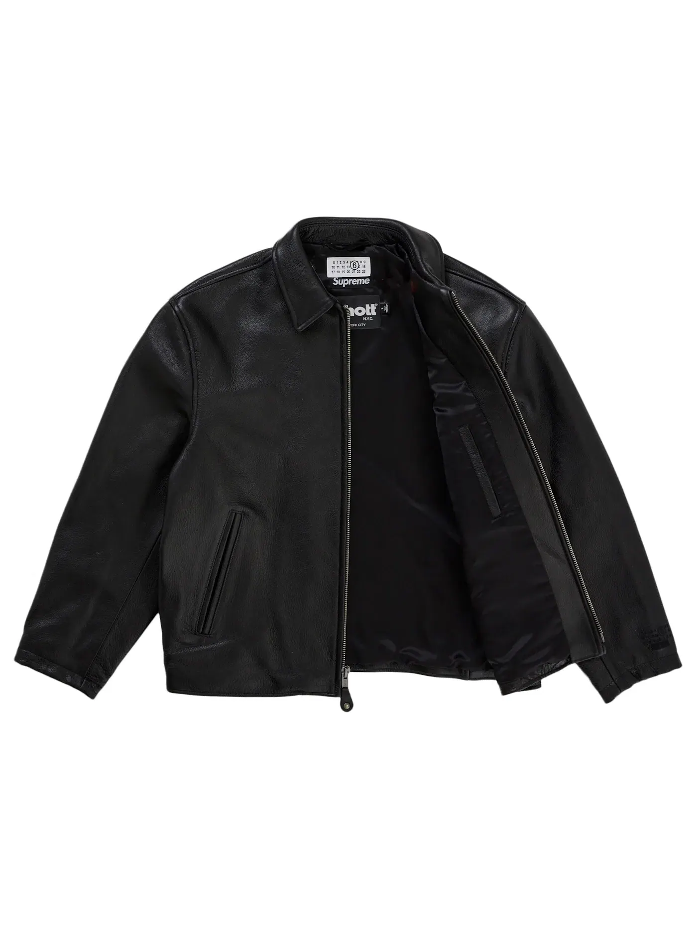Мужская куртка из кожи с принтом Eagle Supreme MM6 Maison Margiela Schott — изображение 2 из 3, черный